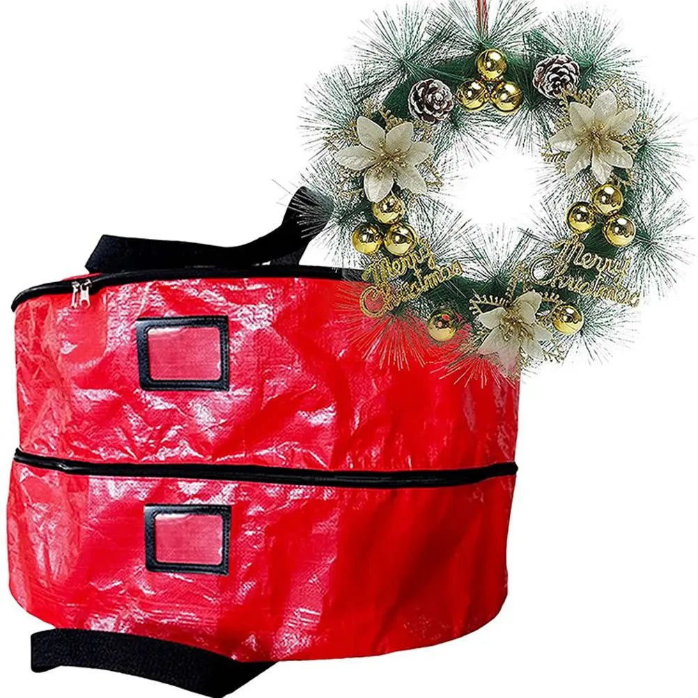 Double Layer Christmas Wreath Storage Bag Large Capacity Wreath Storage Container Wreath Storage Box with Dual Zippers and Handles Wholesale Hub