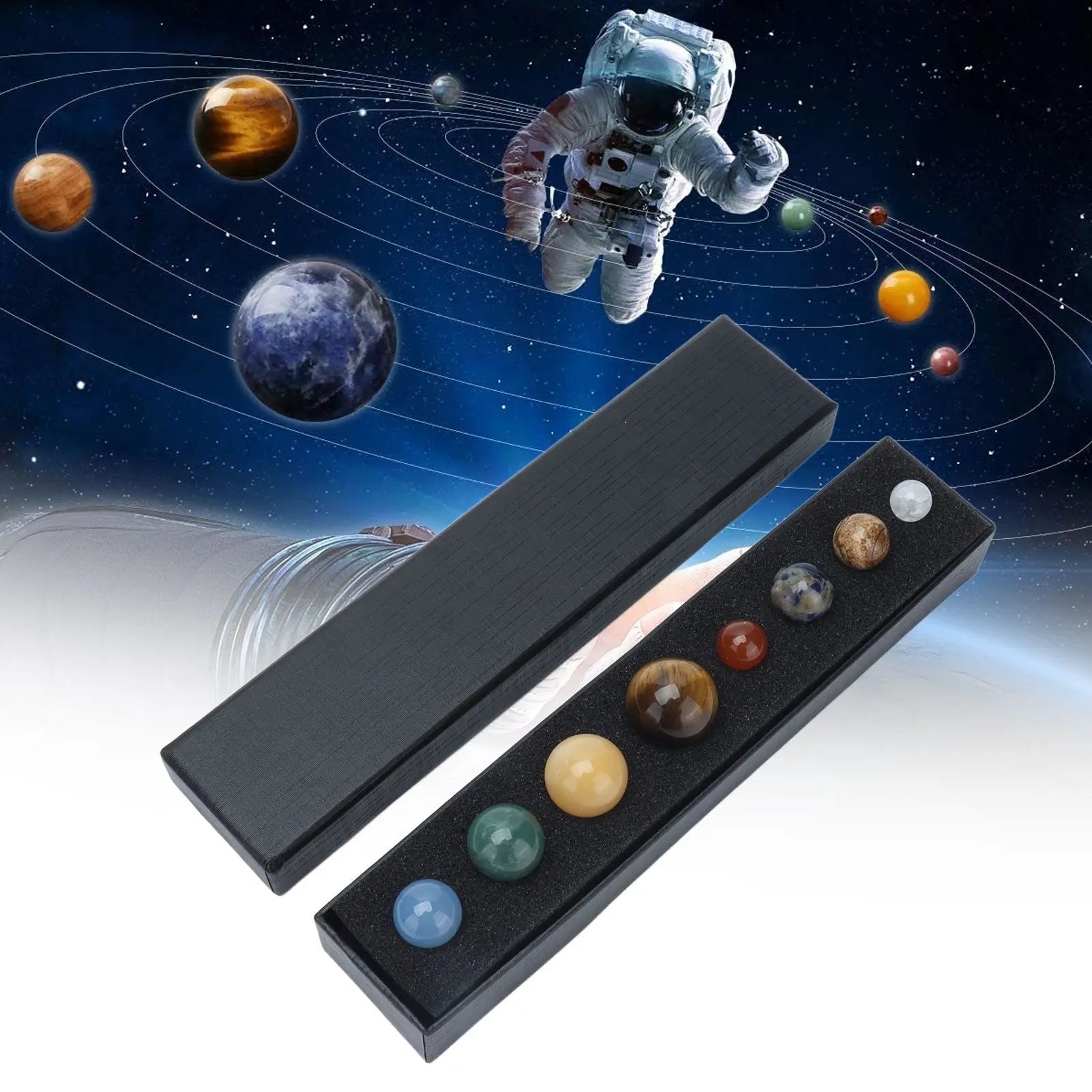 8 Planets Crystal Ornament Home Desktop Sphere Galactic Planets Decoration for Healing Meditation Wholesale Hub
