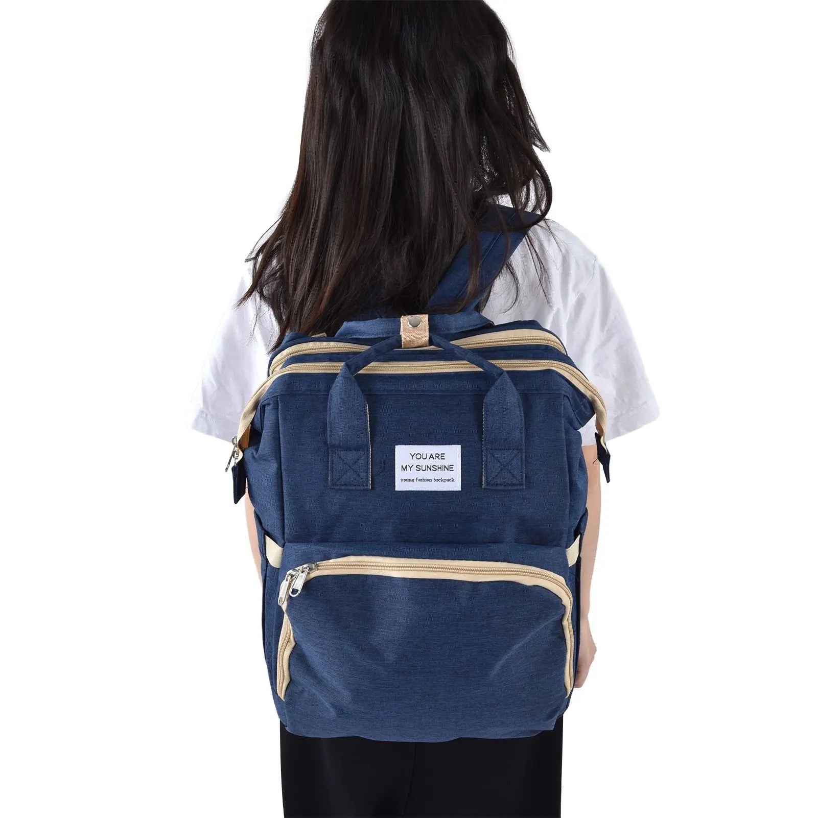 Backpack Multifunctional Foldable Large Capacity Baby Diaper Storage Bag for TravelDark Blue Wholesale Hub