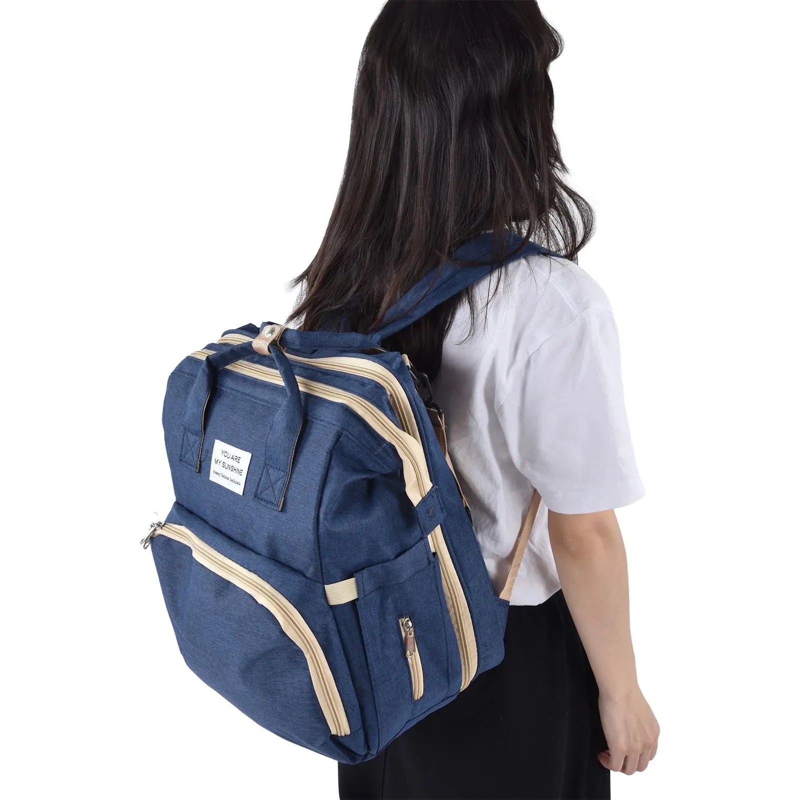 Backpack Multifunctional Foldable Large Capacity Baby Diaper Storage Bag for TravelDark Blue Wholesale Hub