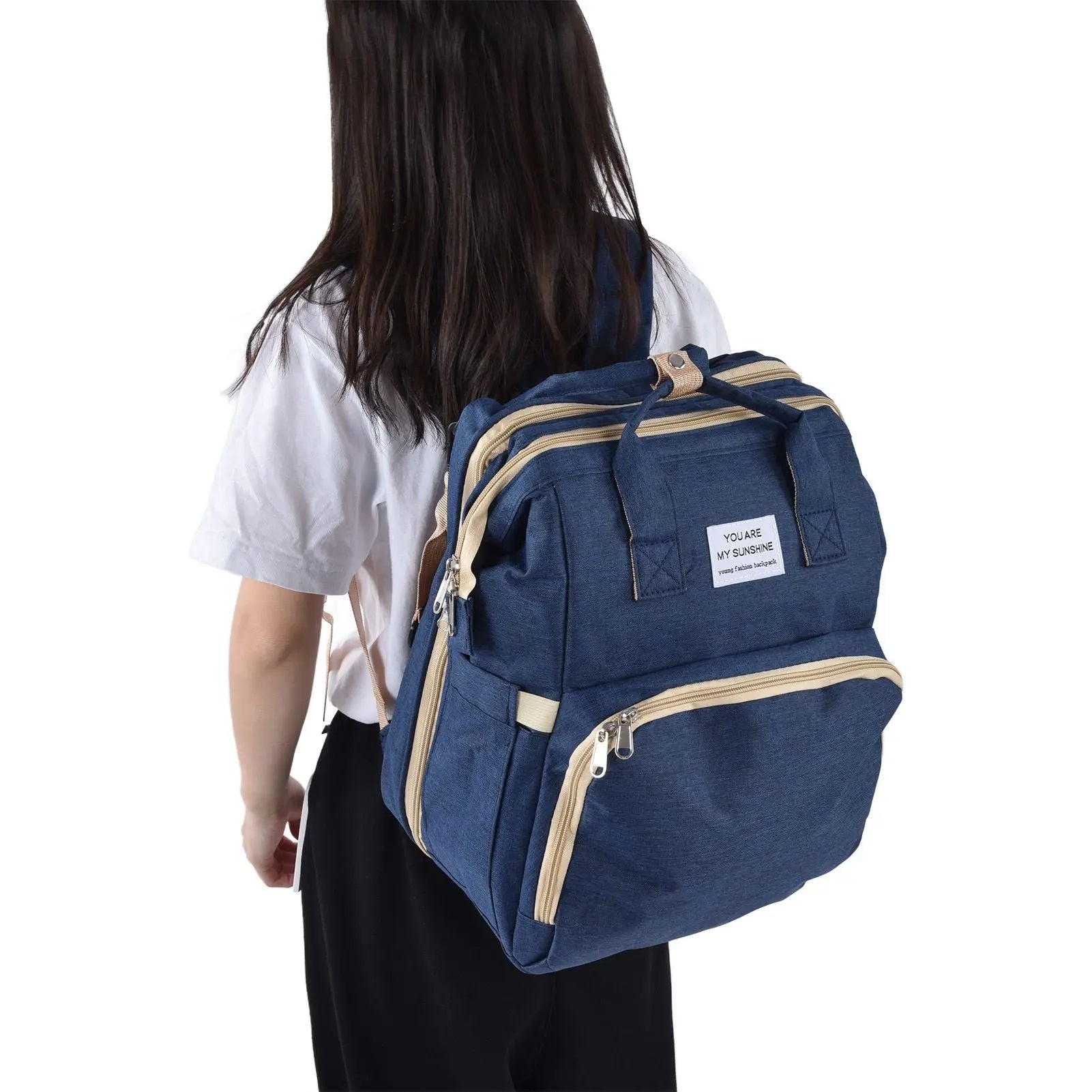 Backpack Multifunctional Foldable Large Capacity Baby Diaper Storage Bag for TravelDark Blue Wholesale Hub