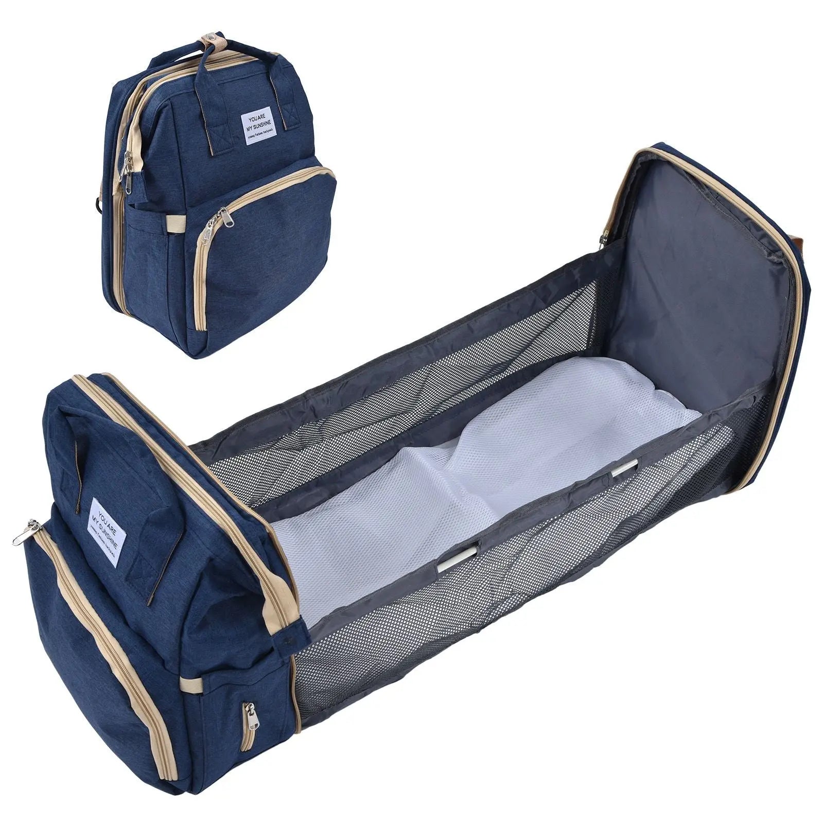 Backpack Multifunctional Foldable Large Capacity Baby Diaper Storage Bag for TravelDark Blue Wholesale Hub