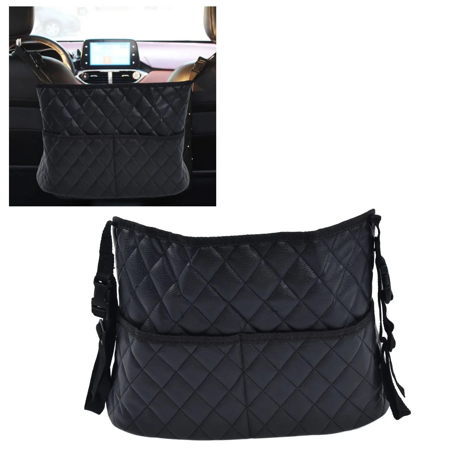Rhombus Hanging Car Net Pocket Large Capacity Car Storage Bag Seat Bag Net Bag for Home Car Wholesale Hub