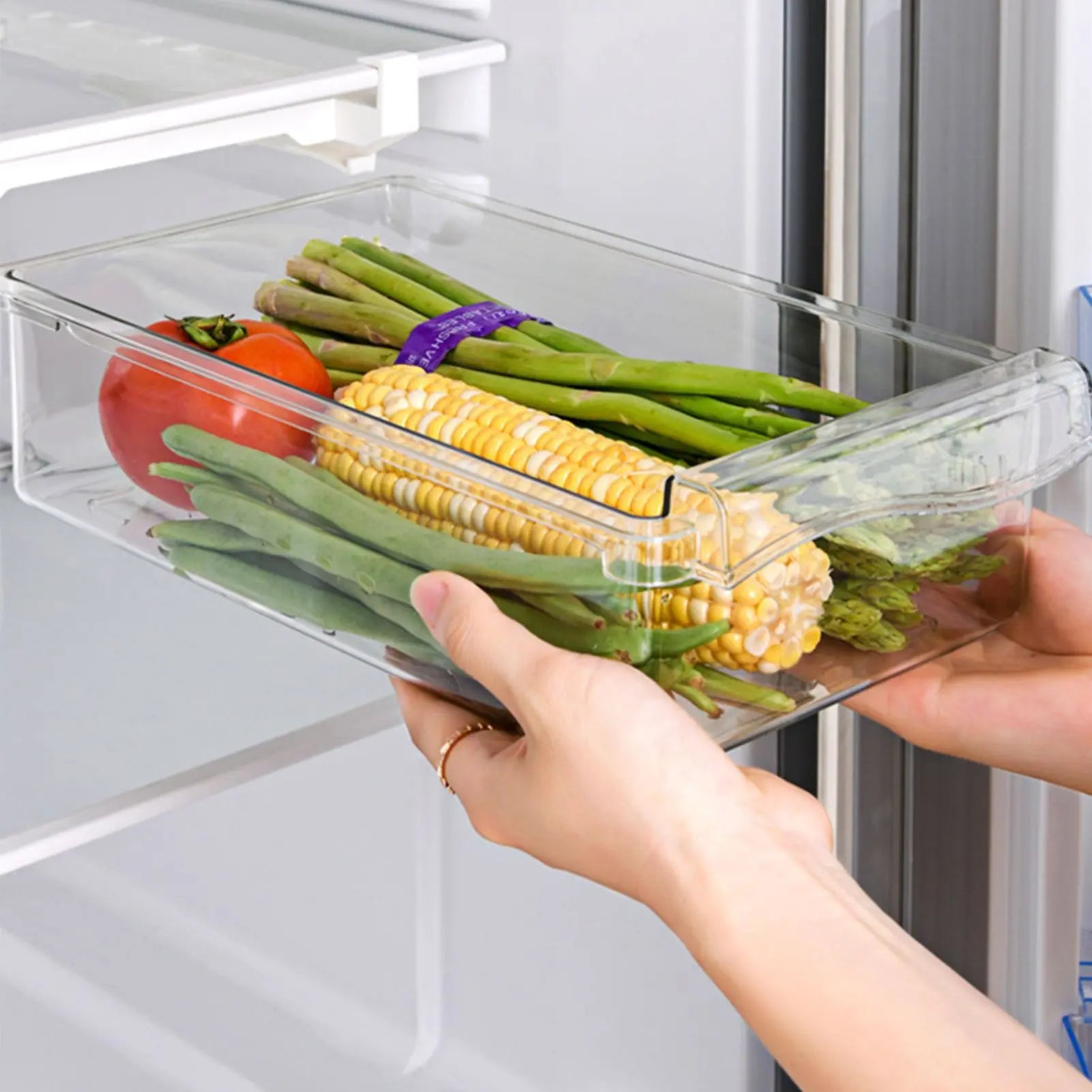 Clear Organizing Bin Durable ABS PET Drawer Type Transparent Design Wide Application Egg Storage BinVegetable Bin with Holder Wholesale Hub