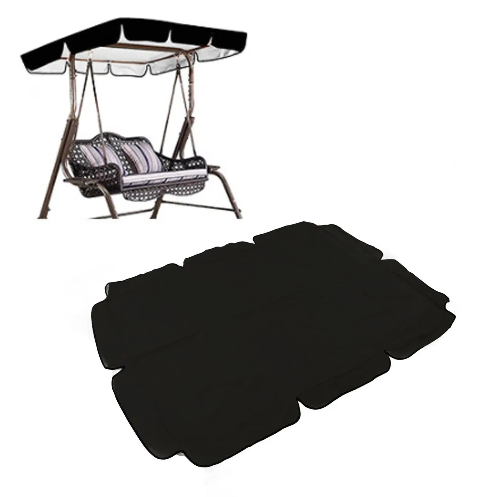 Waterproof Outdoor Swing Canopy Replacement 420D Silver Coated Oxford Fabric Swing Chair Canopy for Outdoor Garden Patio Black Wholesale Hub