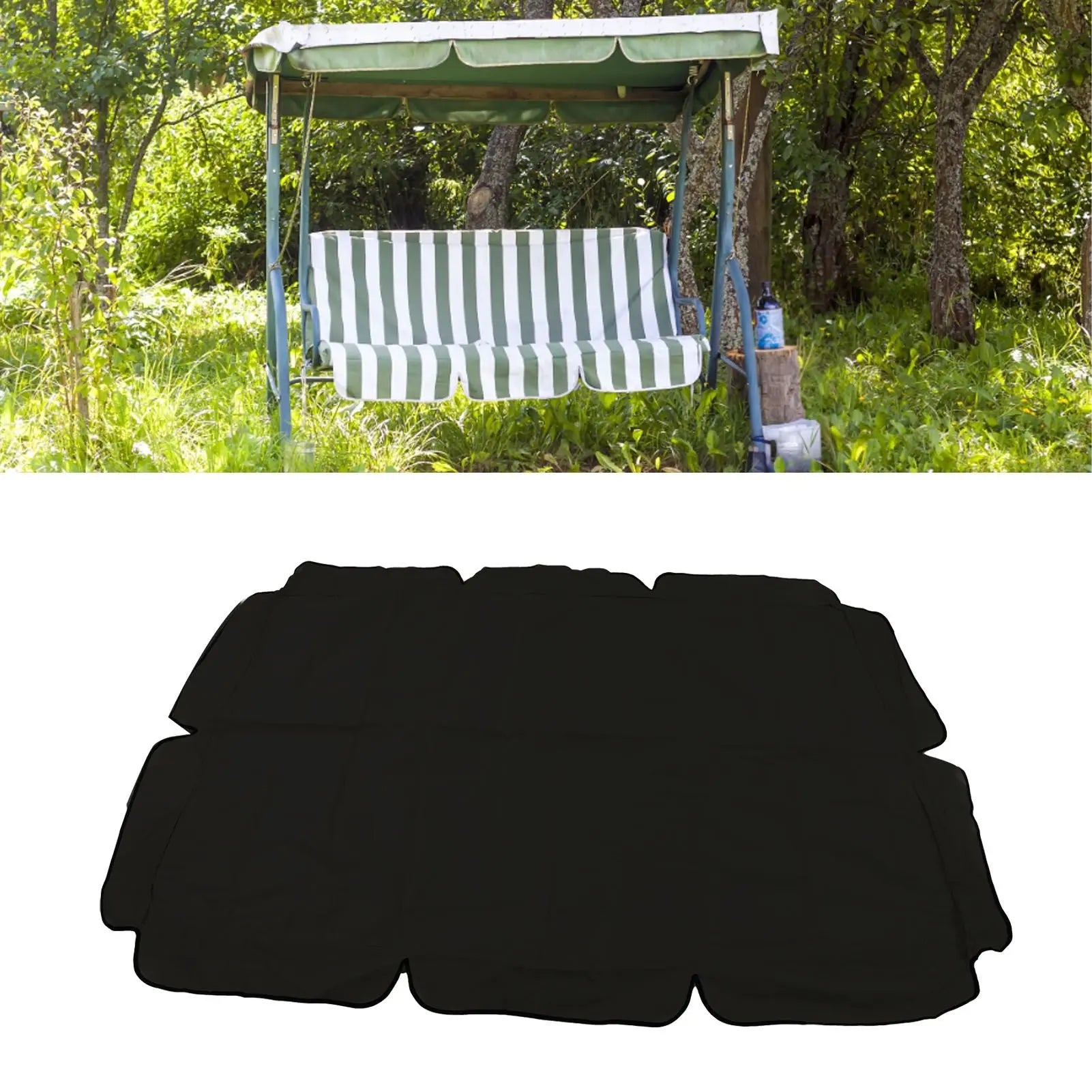 Waterproof Outdoor Swing Canopy Replacement 420D Silver Coated Oxford Fabric Swing Chair Canopy for Outdoor Garden Patio Black Wholesale Hub