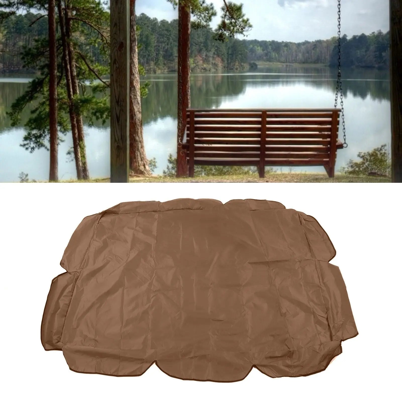 Swing Canopy 210D Silver Coated Oxford Waterproof UV Proof for Outdoor Patio Yard Chair 142x120x18cm Coffee Wholesale Hub