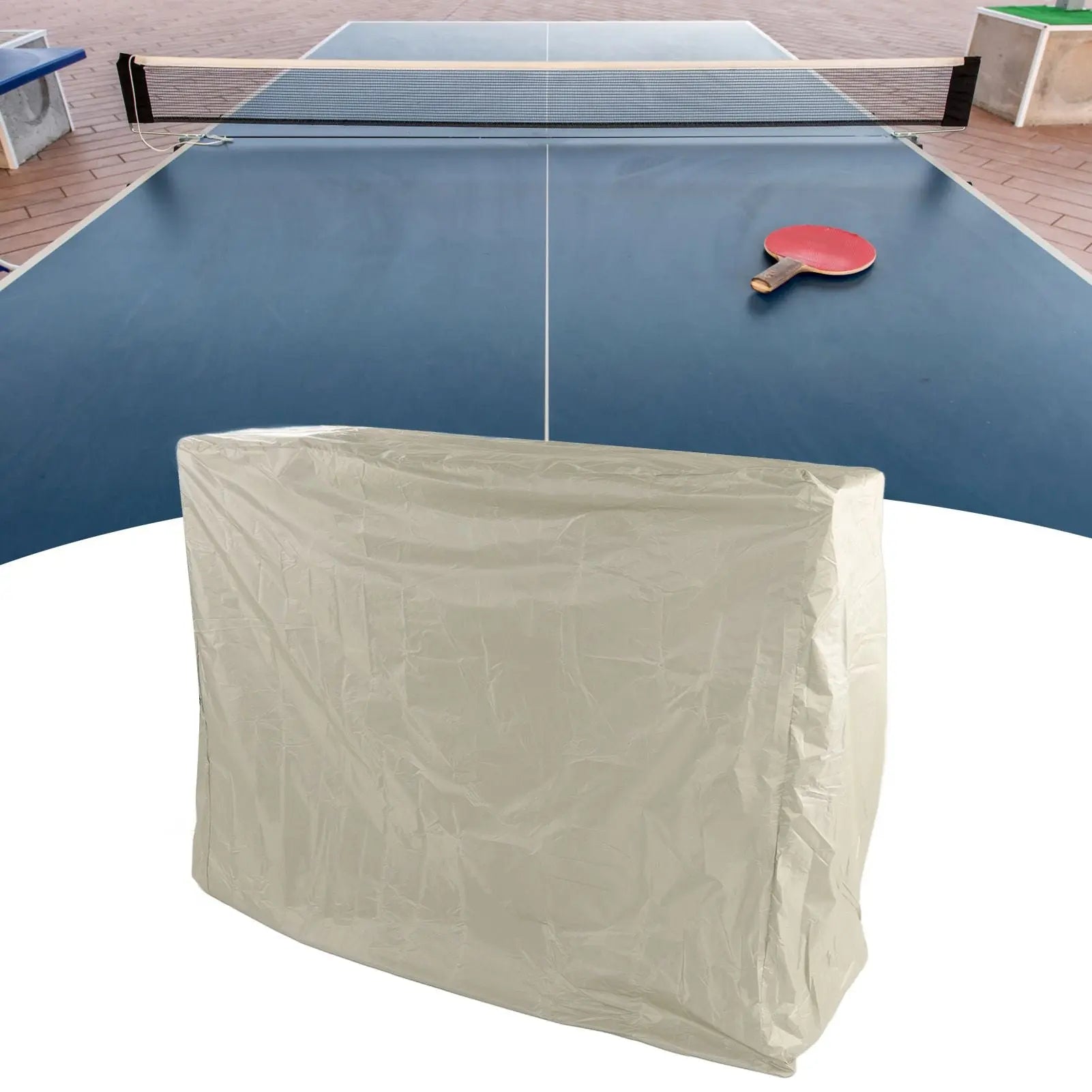 Ping Pong Table Dust Cover 190 Silver Coating Waterproof Table Tennis Cover for Outdoor Courtyard Drawstring Style 155x75x144cm / 61.0x29.5x56.7in Beige Wholesale Hub