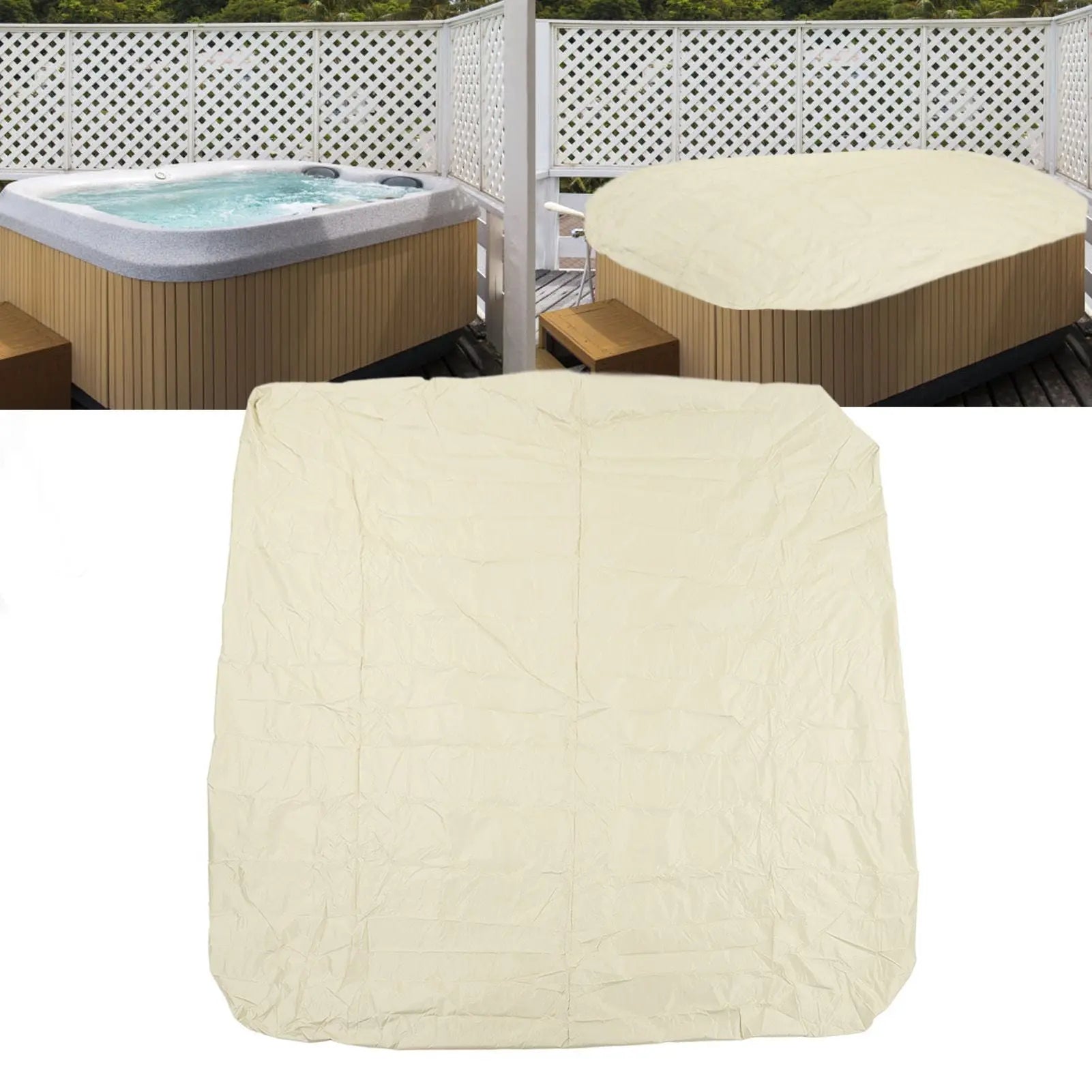 Outdoor Bathtub Dust Cover 190 Silver Coated Polyester Taffeta Waterproof Hot Spring Cover Quadrate Spa Bath Rainproof Cover 210x210x30cm Beige Wholesale Hub