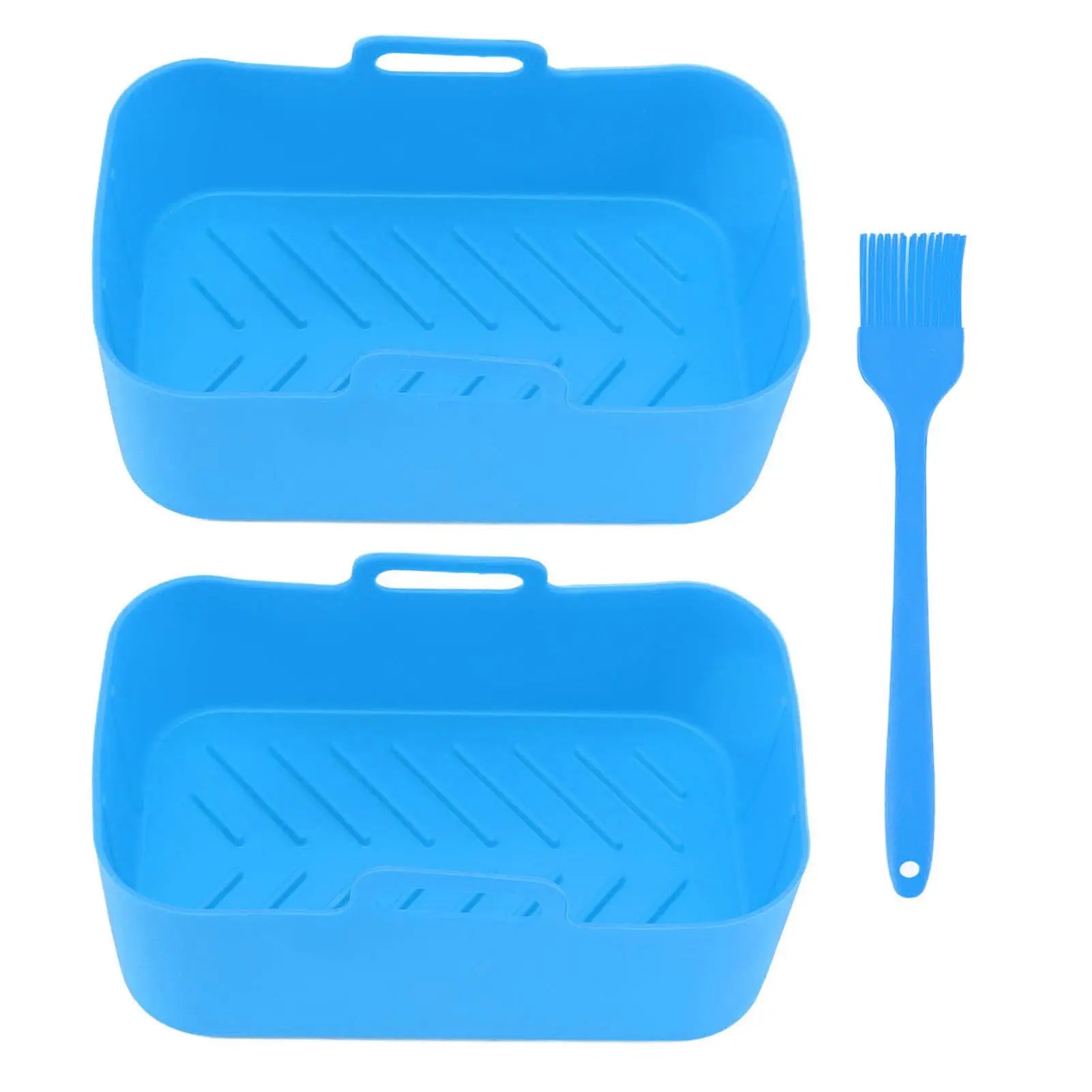2pcs Fryer Silicone Basket Nonstick High Temperature Resistanc Fryer Liner with Brush for Ninja DZ201 Foodi 8QT Blue Wholesale Hub