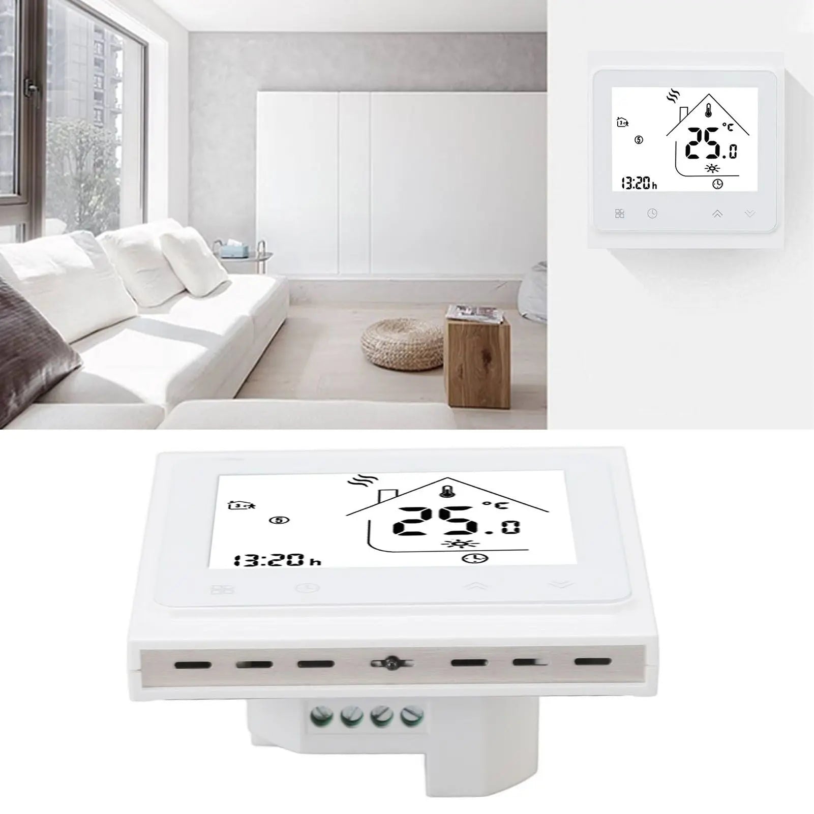 BHT 002GC Boiler Heating Programmable Thermostat Digital Touch Screen Thermostat with Large LCD Display Passive Output Temperature Controller 95‑240V Wholesale Hub