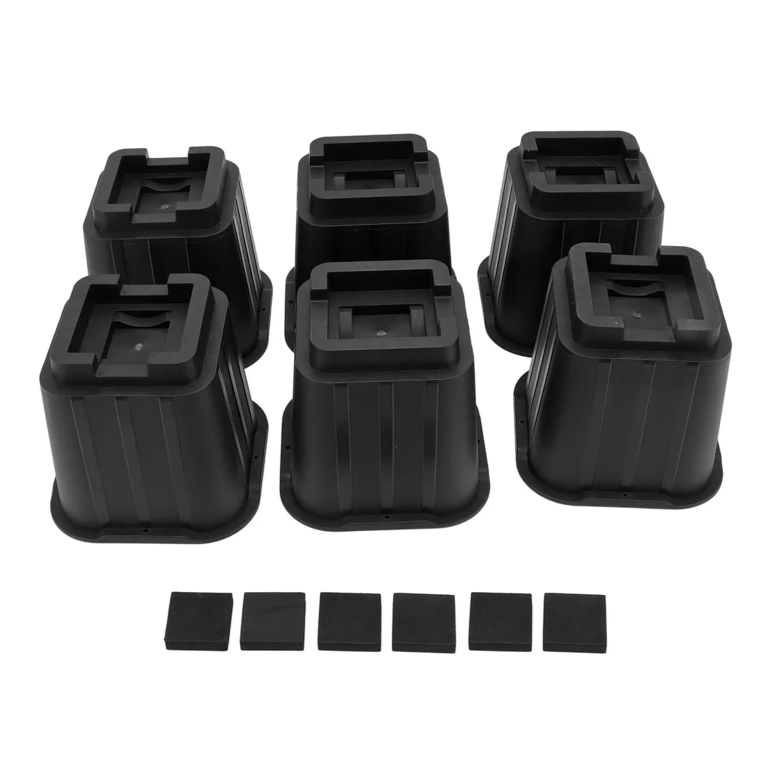 6Pcs Furniture Risers Multifunction 5in Height Black Plastic Furniture Leg Extender for Office Home Sofa Wholesale Hub