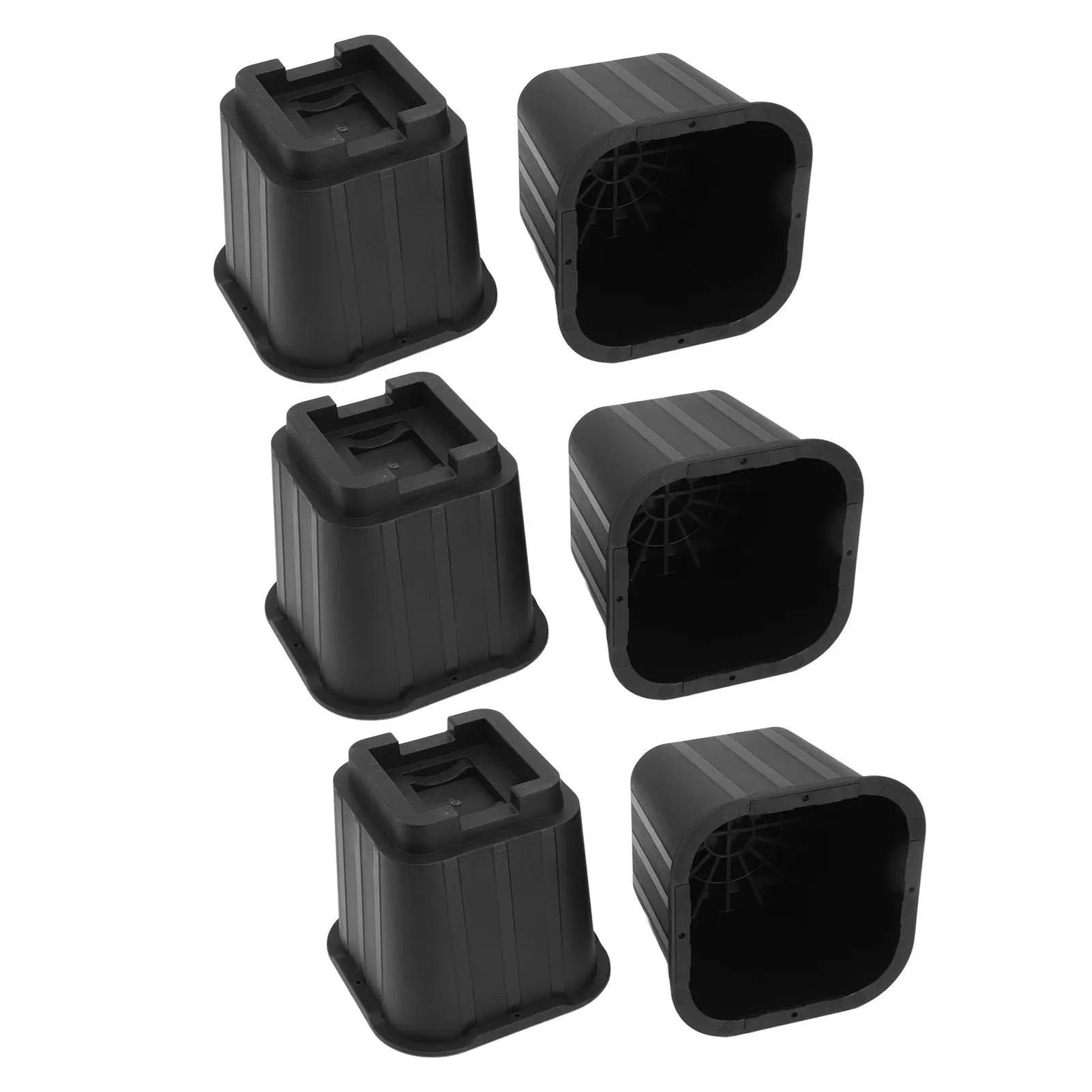 6Pcs Furniture Risers Multifunction 5in Height Black Plastic Furniture Leg Extender for Office Home Sofa Wholesale Hub