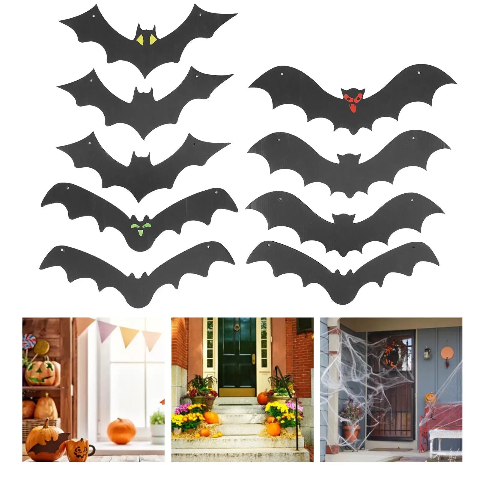 9 PCS Hanging Bats Decoration Courtyard Halloween Party Festival Flying Bats Hanging Ornaments Wholesale Hub