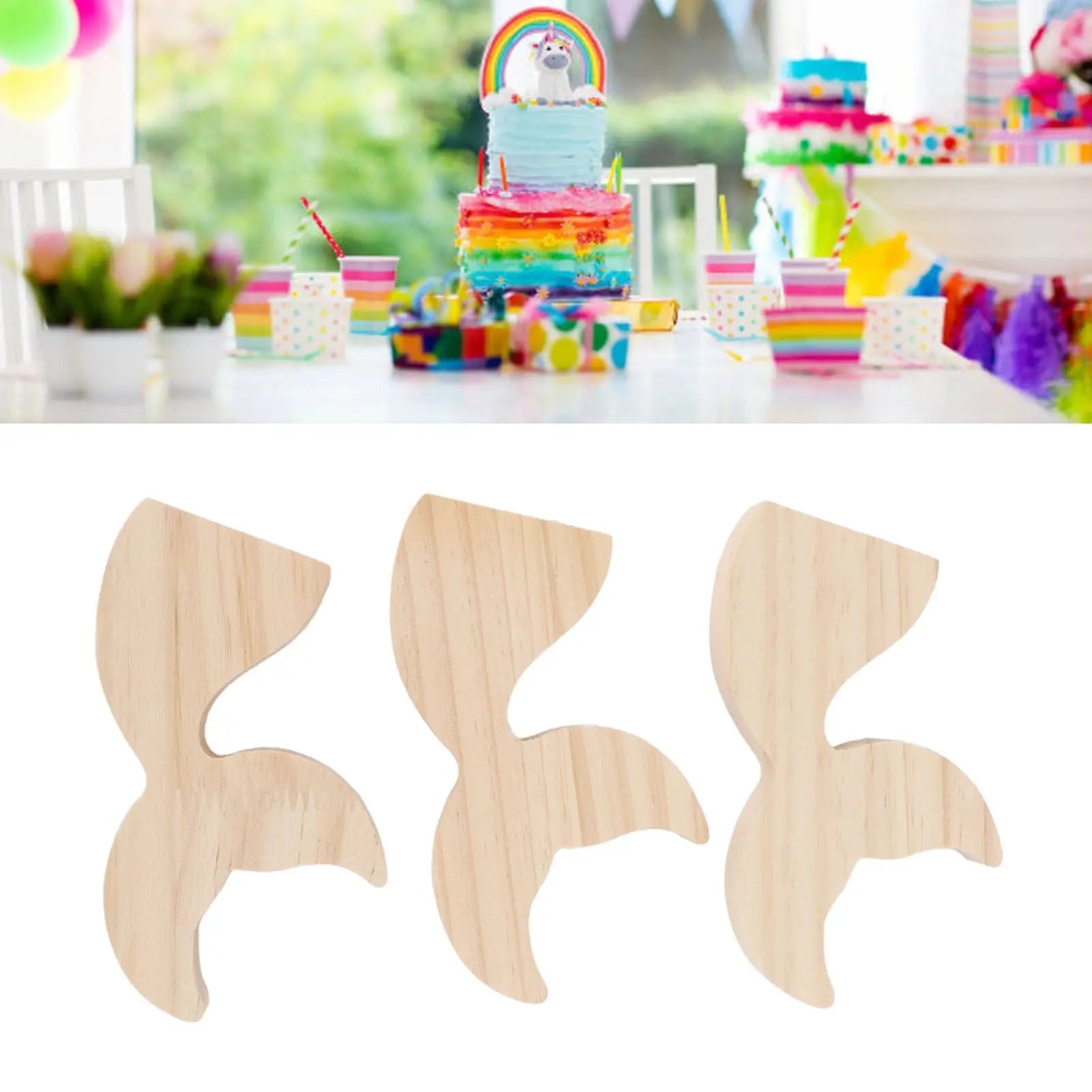 3 Pcs Fish Wood DIY Crafts Whale Tail Ornaments Whale Crafts for Childrens Playthings Toys Wholesale Hub