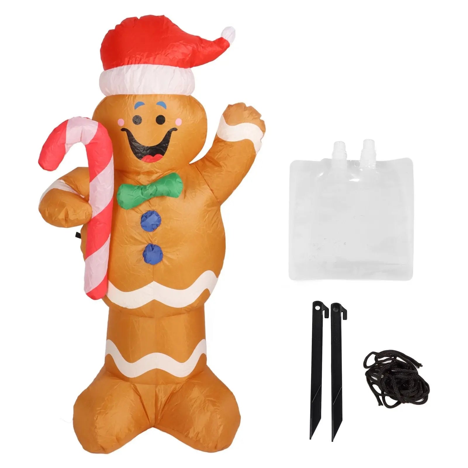 1.5m Height Christmas Inflatables Gingerbread Man with Candy Canes Blow Up Yard Decoration Snowman with LED Lights AU Plug 100‑240V Wholesale Hub
