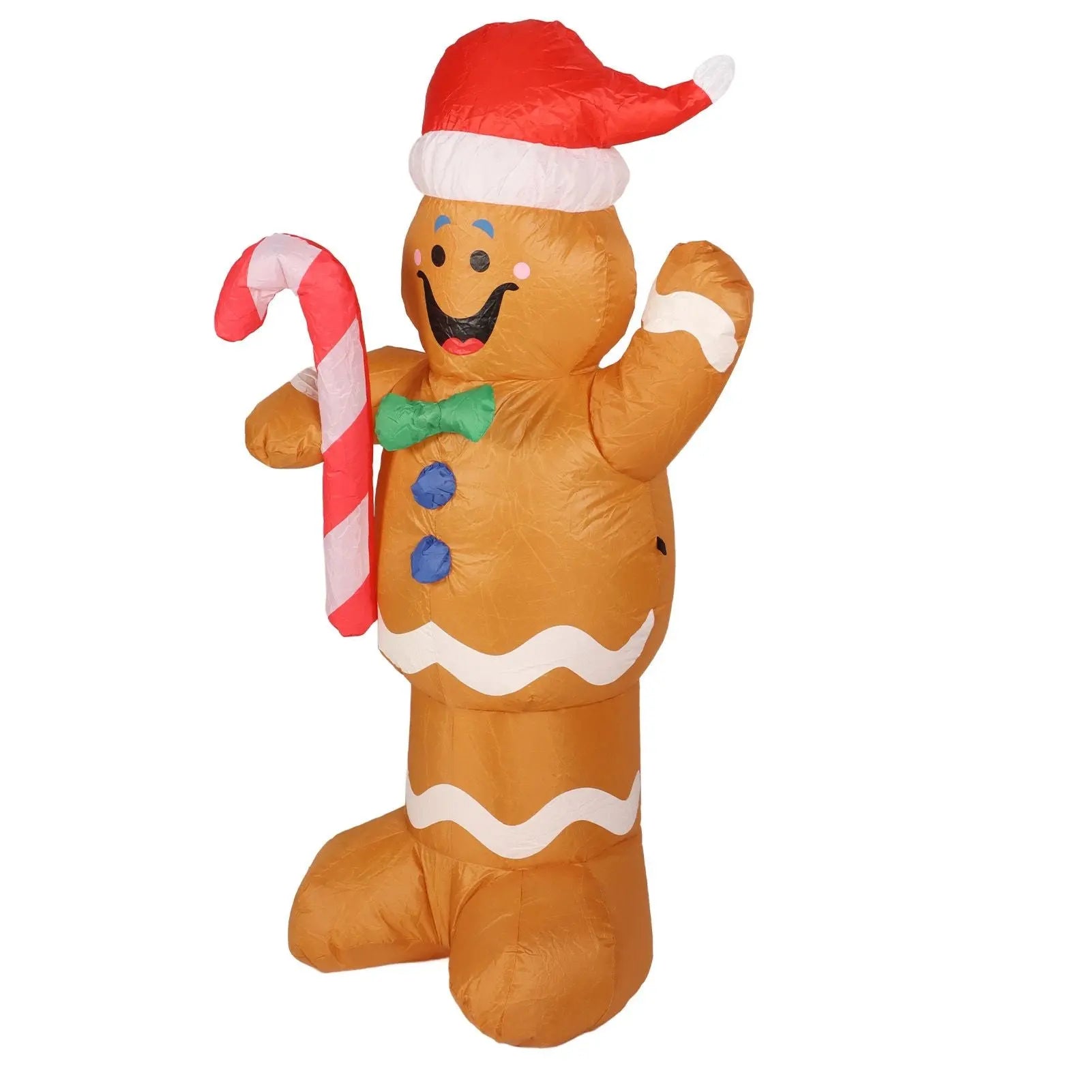 1.5m Height Christmas Inflatables Gingerbread Man with Candy Canes Blow Up Yard Decoration Snowman with LED Lights AU Plug 100‑240V Wholesale Hub