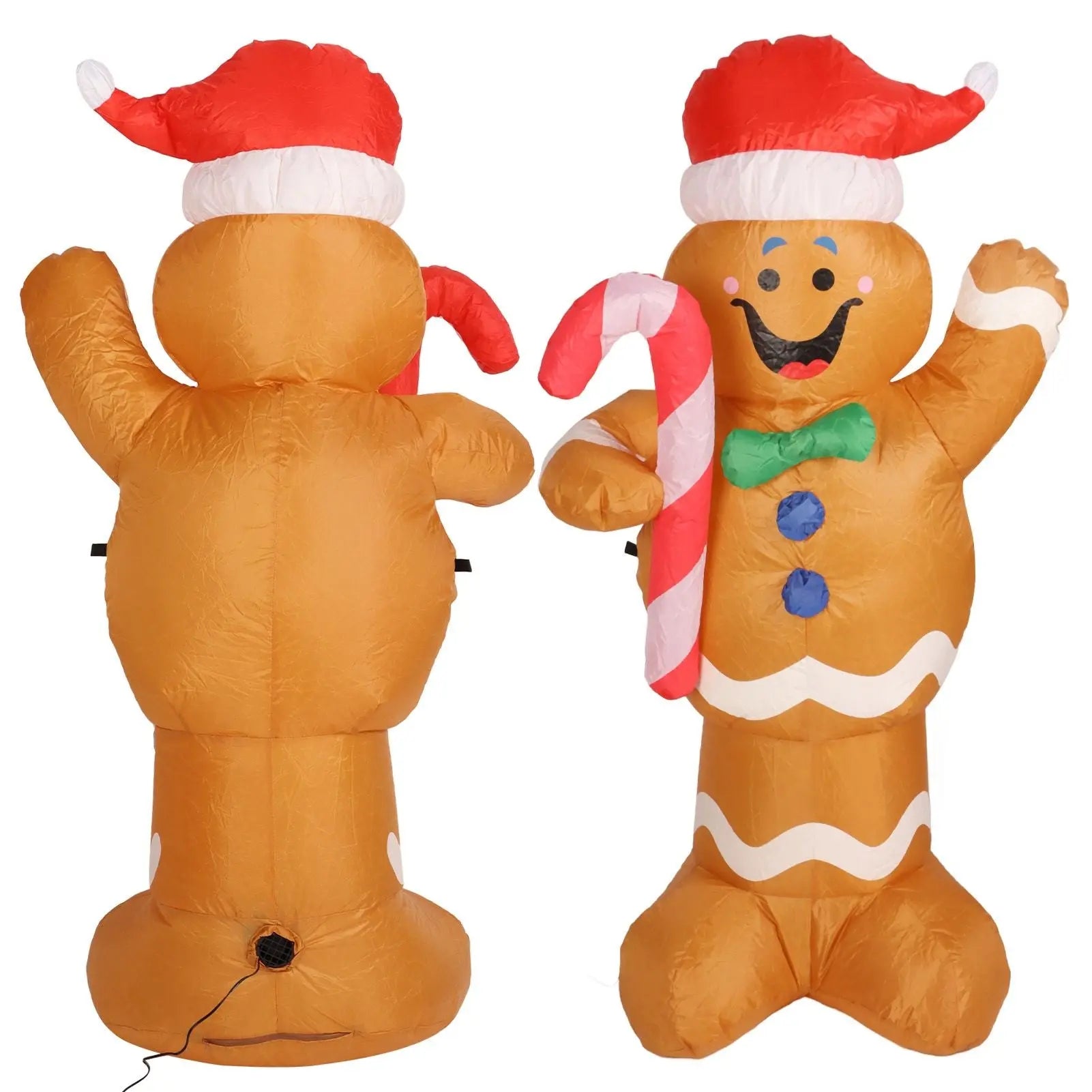 1.5m Height Christmas Inflatables Gingerbread Man with Candy Canes Blow Up Yard Decoration Snowman with LED Lights AU Plug 100‑240V Wholesale Hub