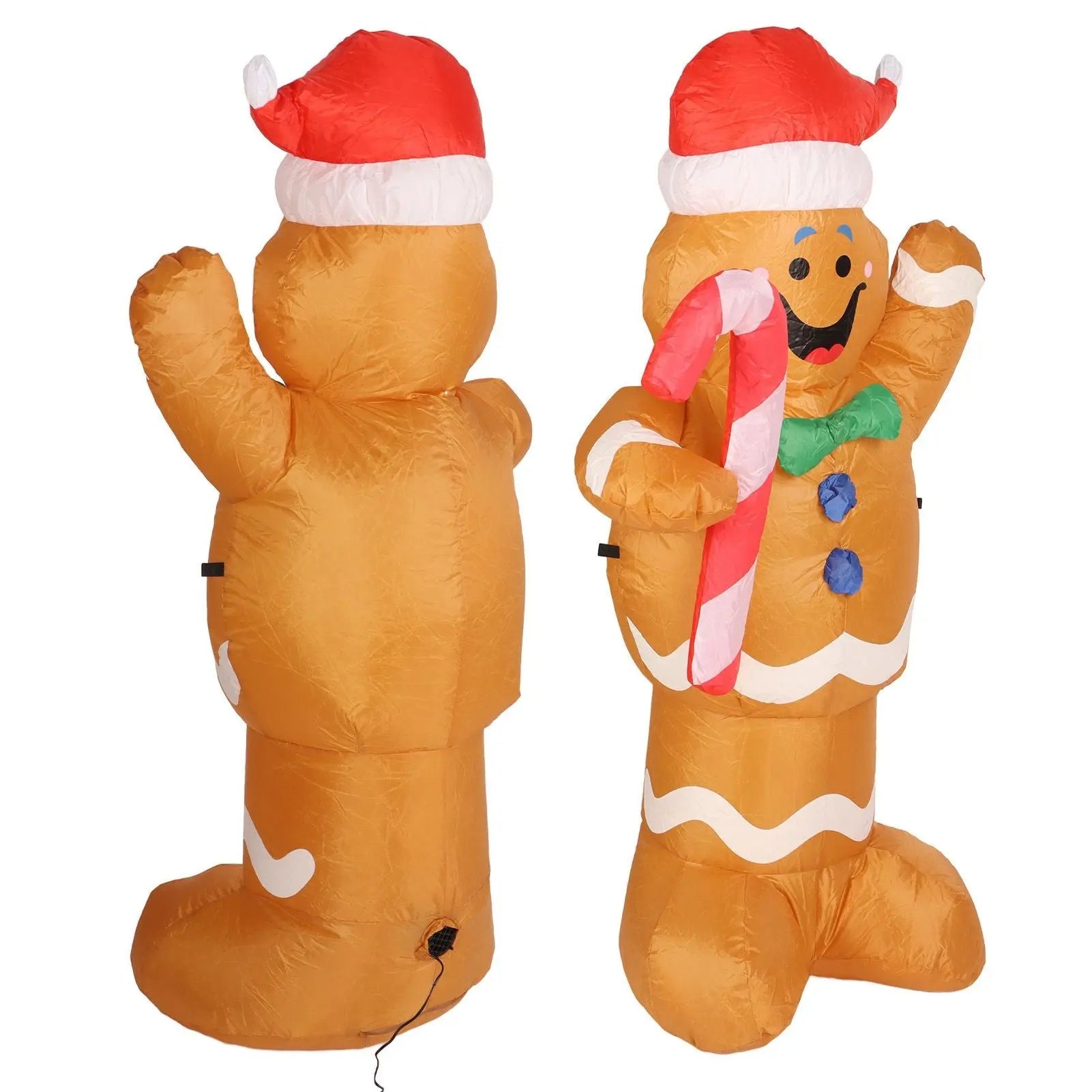 1.5m Height Christmas Inflatables Gingerbread Man with Candy Canes Blow Up Yard Decoration Snowman with LED Lights AU Plug 100‑240V Wholesale Hub