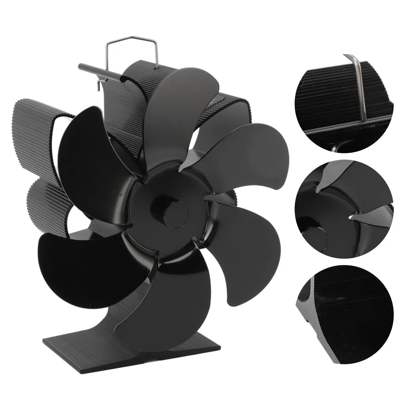 Stove Fan 6 Blades Greater Air Volume Low Noise Operation Wear Resistance Fireplace Fan Black L Wholesale Hub