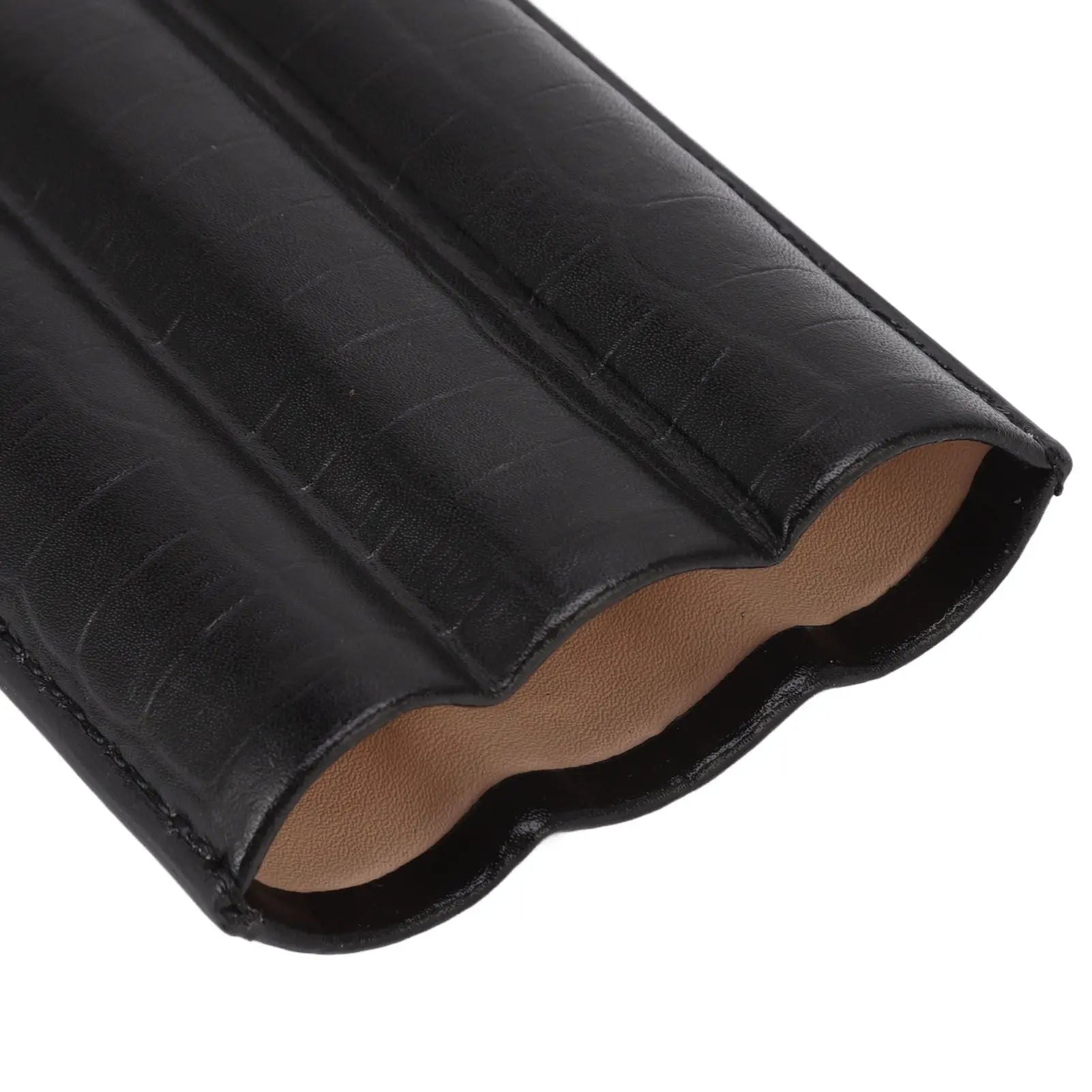 Cigar Leather Case Travel Portable 3pcs Cigar Holder Cigar Humidor with Cutter Set Black with Bamboo Joint Pattern Wholesale Hub