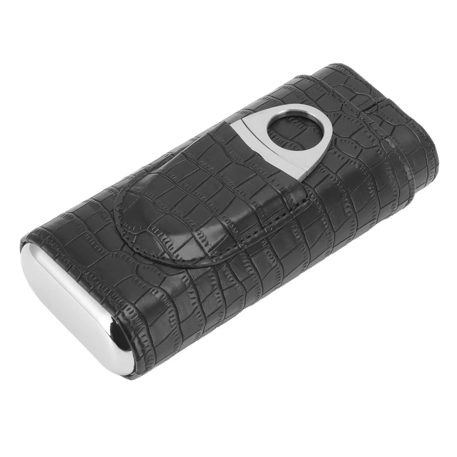 Cigar Leather Case Cedarwood Liner Portable 3pcs Cigar Holder Cigar Humidor Case with Cutter for Travel Black Wholesale Hub