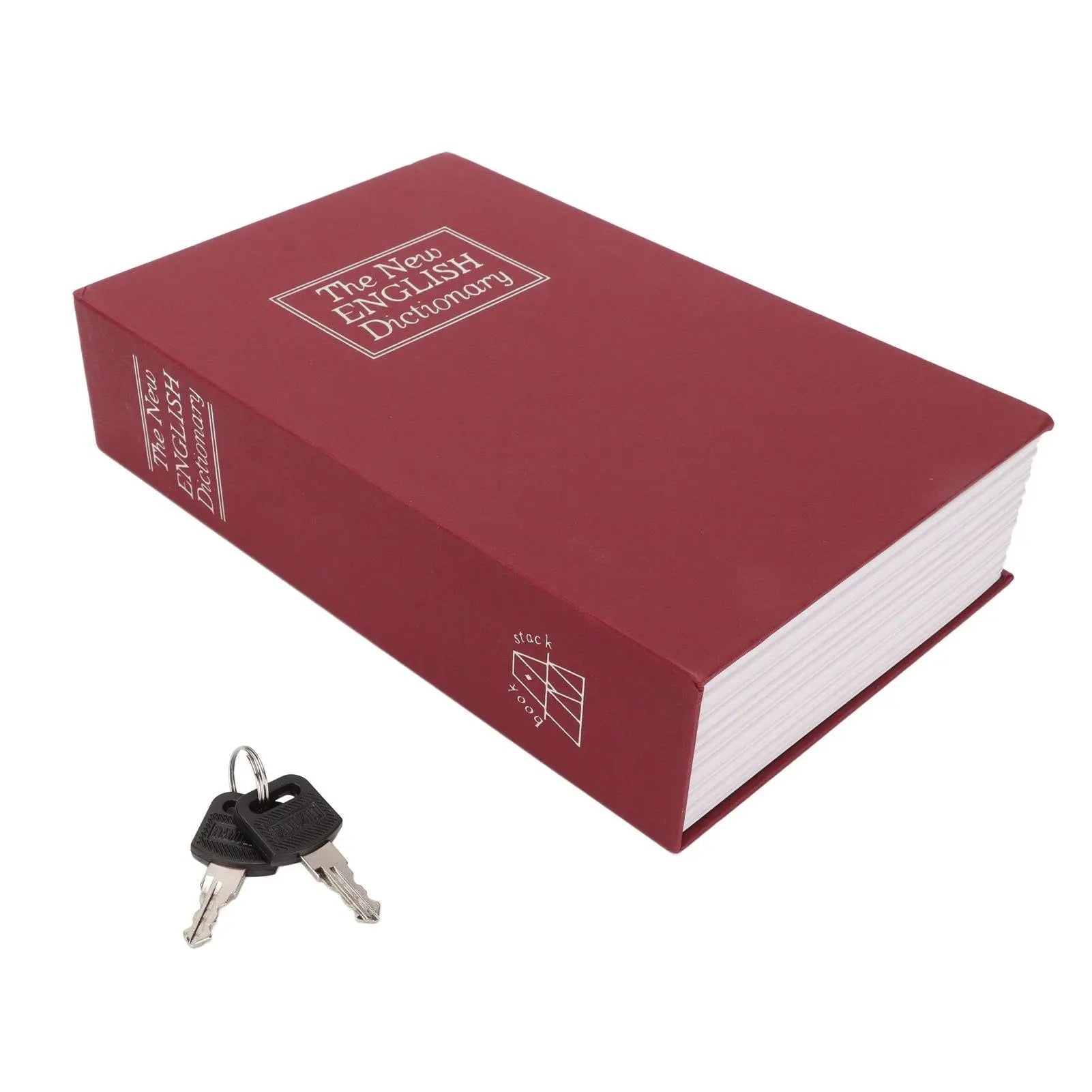 Book Safe Stainless Steel Liner Decorative ABS Material Humanized Design Protective Soft Touch Savings Bank with Key Red Wholesale Hub