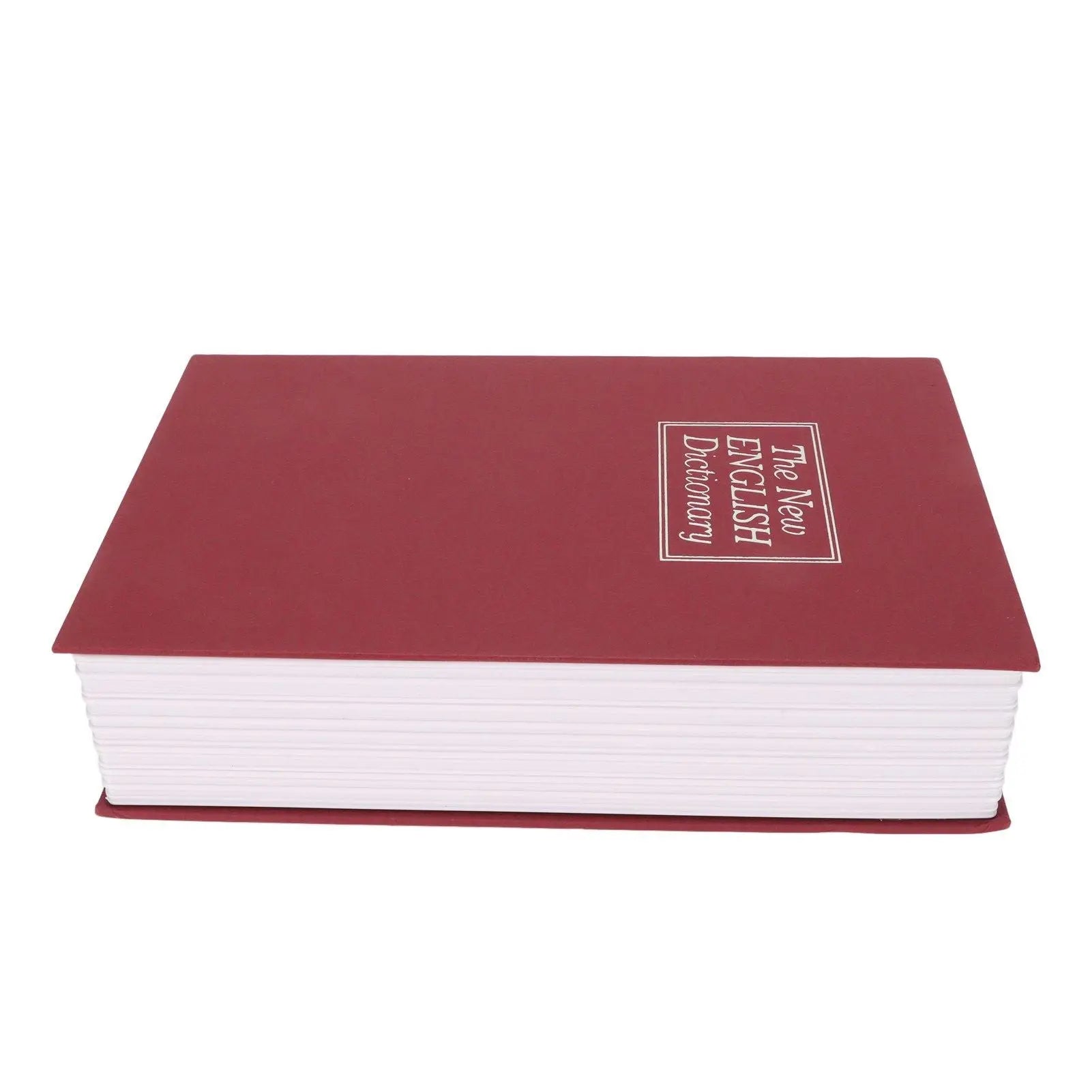 Book Safe Stainless Steel Liner Decorative ABS Material Humanized Design Protective Soft Touch Savings Bank with Key Red Wholesale Hub