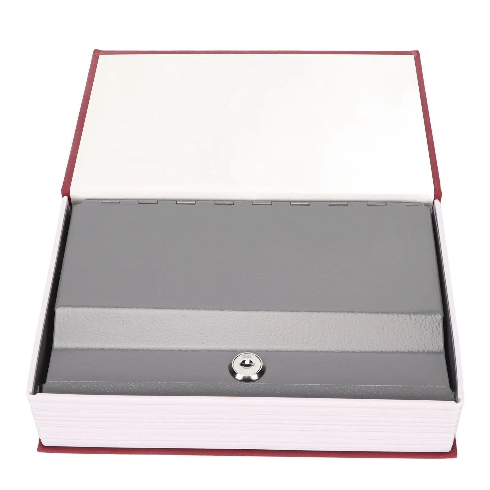 Book Safe Stainless Steel Liner Decorative ABS Material Humanized Design Protective Soft Touch Savings Bank with Key Red Wholesale Hub