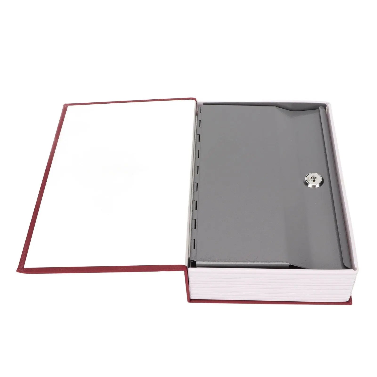 Book Safe Stainless Steel Liner Decorative ABS Material Humanized Design Protective Soft Touch Savings Bank with Key Red Wholesale Hub