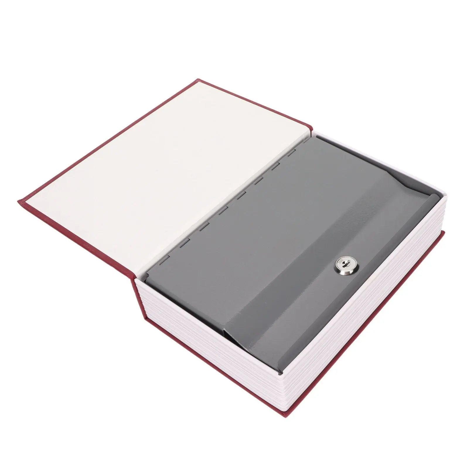 Book Safe Stainless Steel Liner Decorative ABS Material Humanized Design Protective Soft Touch Savings Bank with Key Red Wholesale Hub