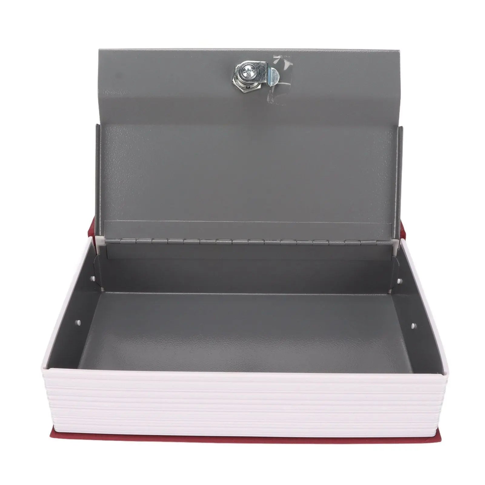 Book Safe Stainless Steel Liner Decorative ABS Material Humanized Design Protective Soft Touch Savings Bank with Key Red Wholesale Hub