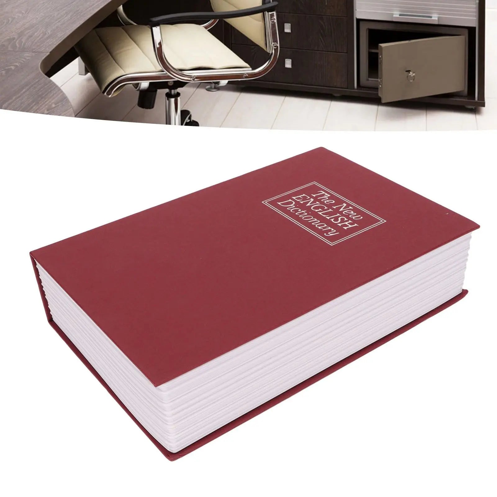Book Safe Stainless Steel Liner Decorative ABS Material Humanized Design Protective Soft Touch Savings Bank with Key Red Wholesale Hub