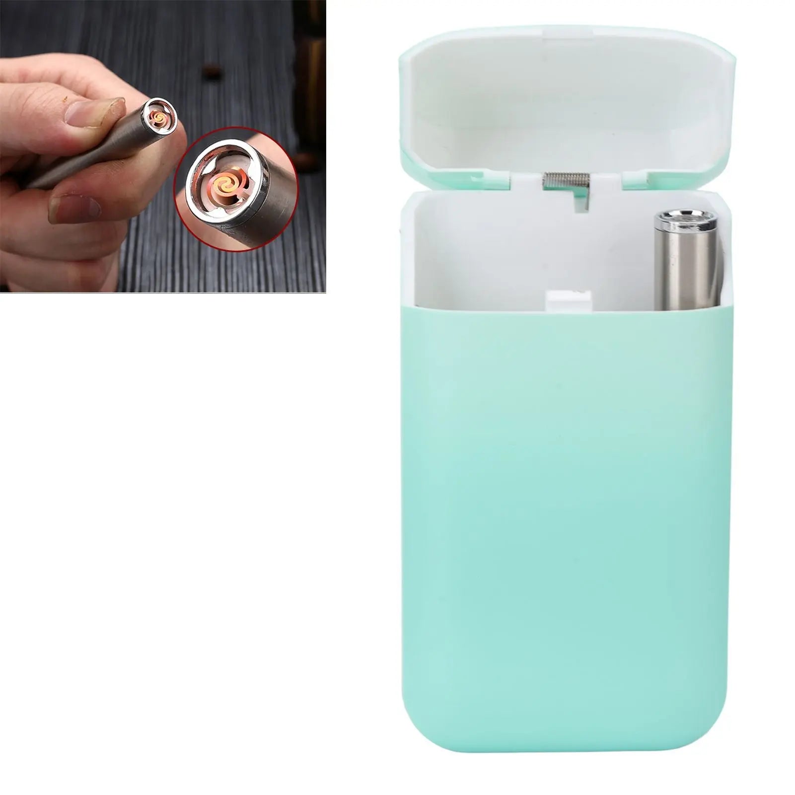 Gradient Cigarette Case Multifunction Cigarette Holder Case with USB Charging Cigarette Lighter for Man Woman Gradient Blue Wholesale Hub