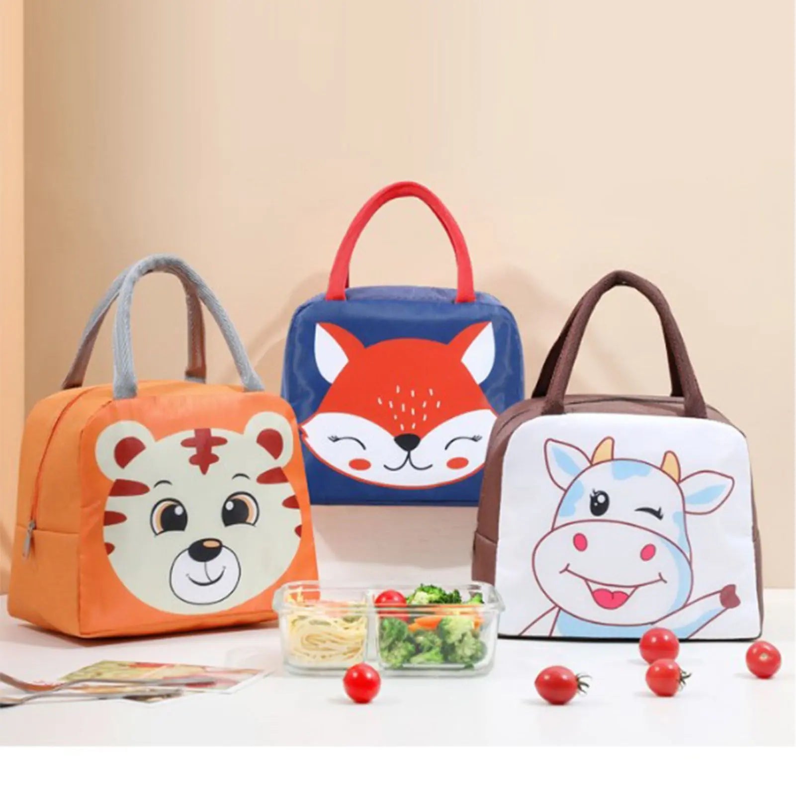 Lunch Bag Cute Cartoon Animal Pattern Waterproof Large Capacity Portable Thermal Insulation Lunch Box Bag for Women Men Tiger Wholesale Hub