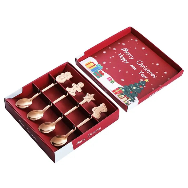 Coffee Spoon Set Stainless Steel Dessert Cake Spoon for Christmas Gifts Family Friends Rose Gold Wholesale Hub