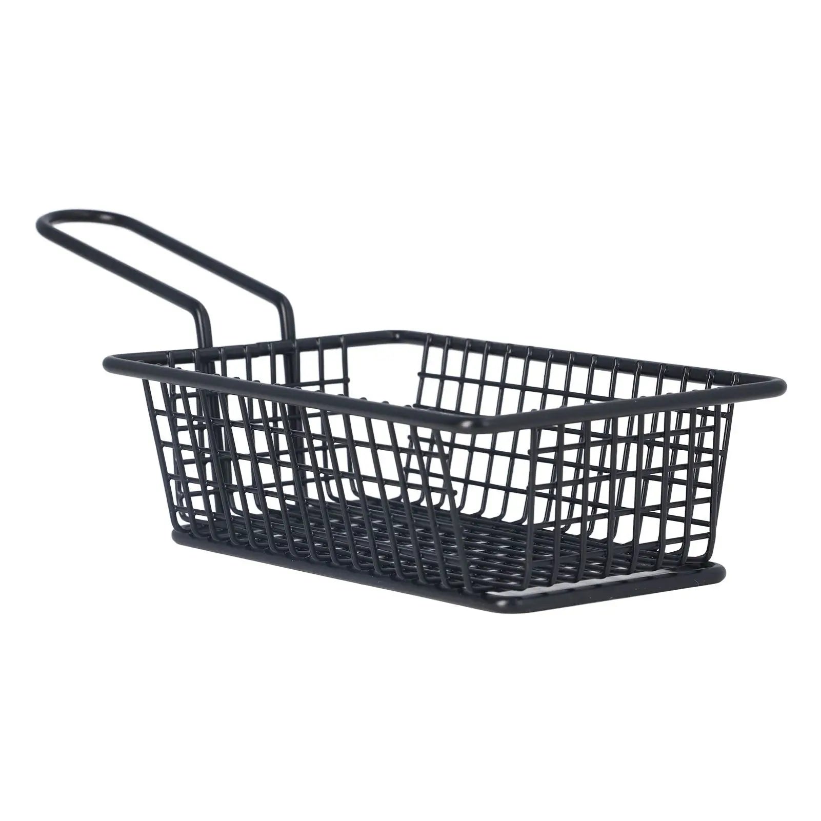 Fryer Basket Food Grade Stainless Steel French Fry Holder Frying Strainer with Handle for Restaurant Home Short Rectangle Wholesale Hub
