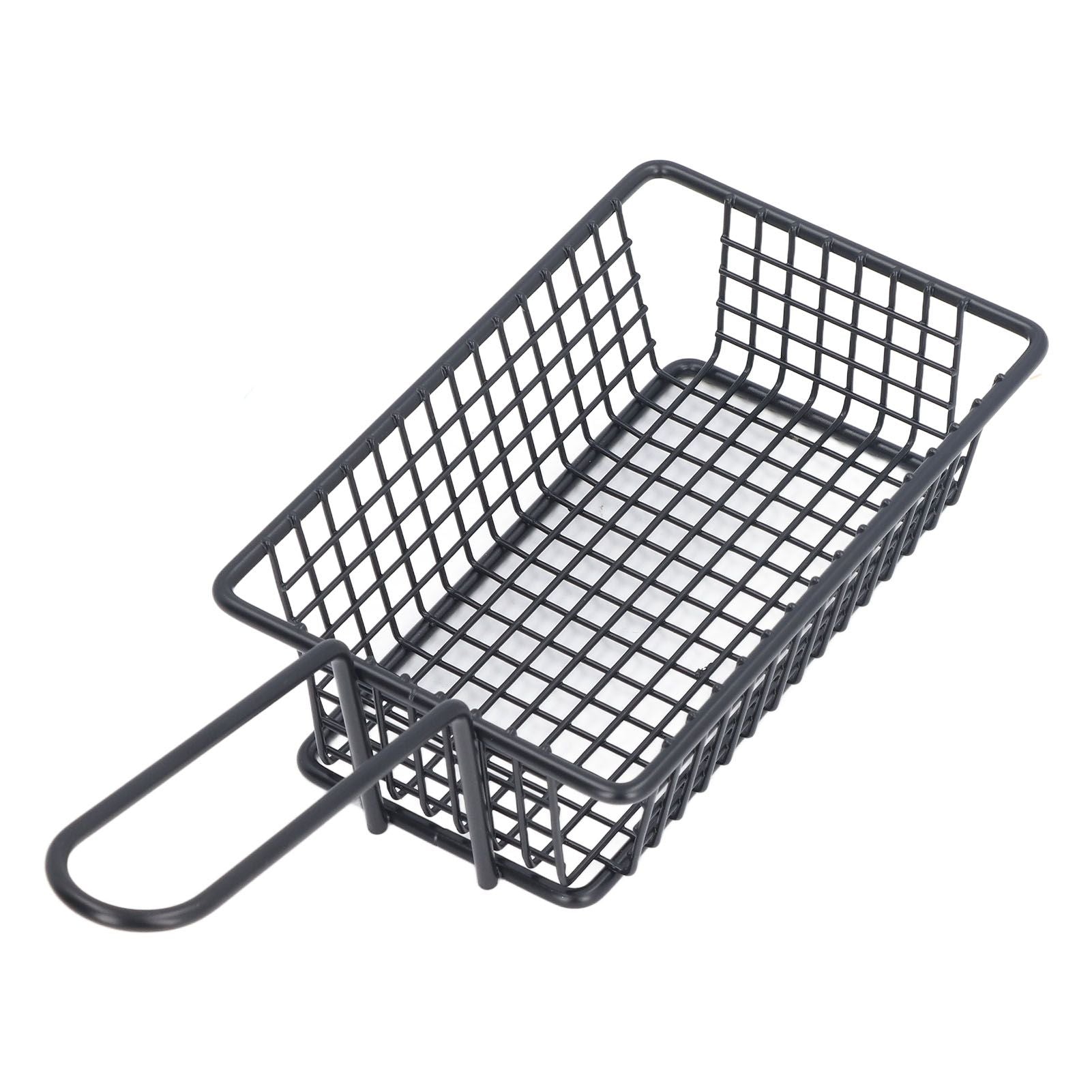Fryer Basket Food Grade Stainless Steel French Fry Holder Frying Strainer with Handle for Restaurant Home Short Rectangle Wholesale Hub