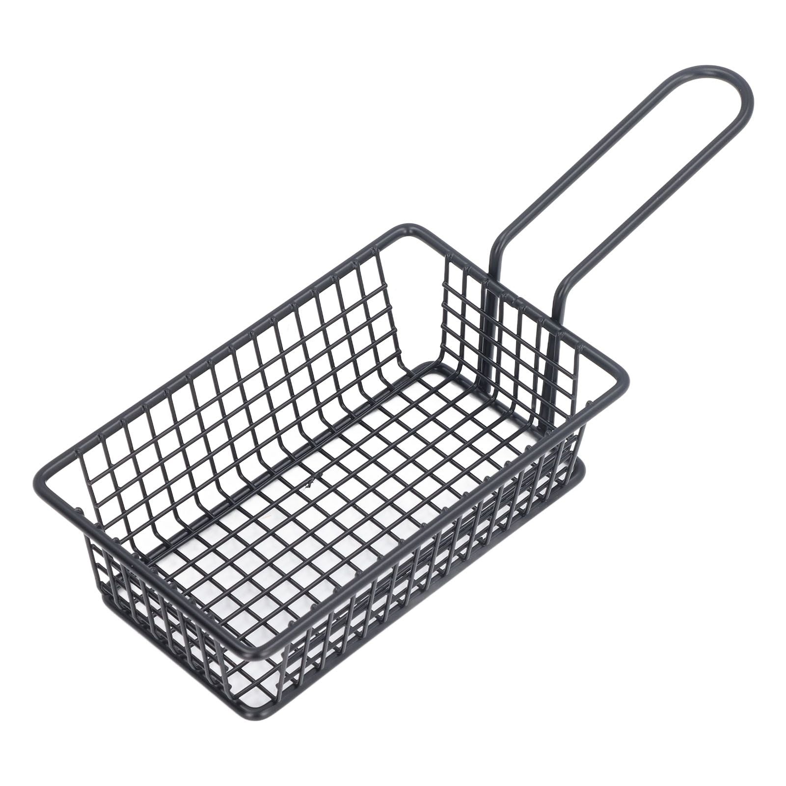 Fryer Basket Food Grade Stainless Steel French Fry Holder Frying Strainer with Handle for Restaurant Home Short Rectangle Wholesale Hub