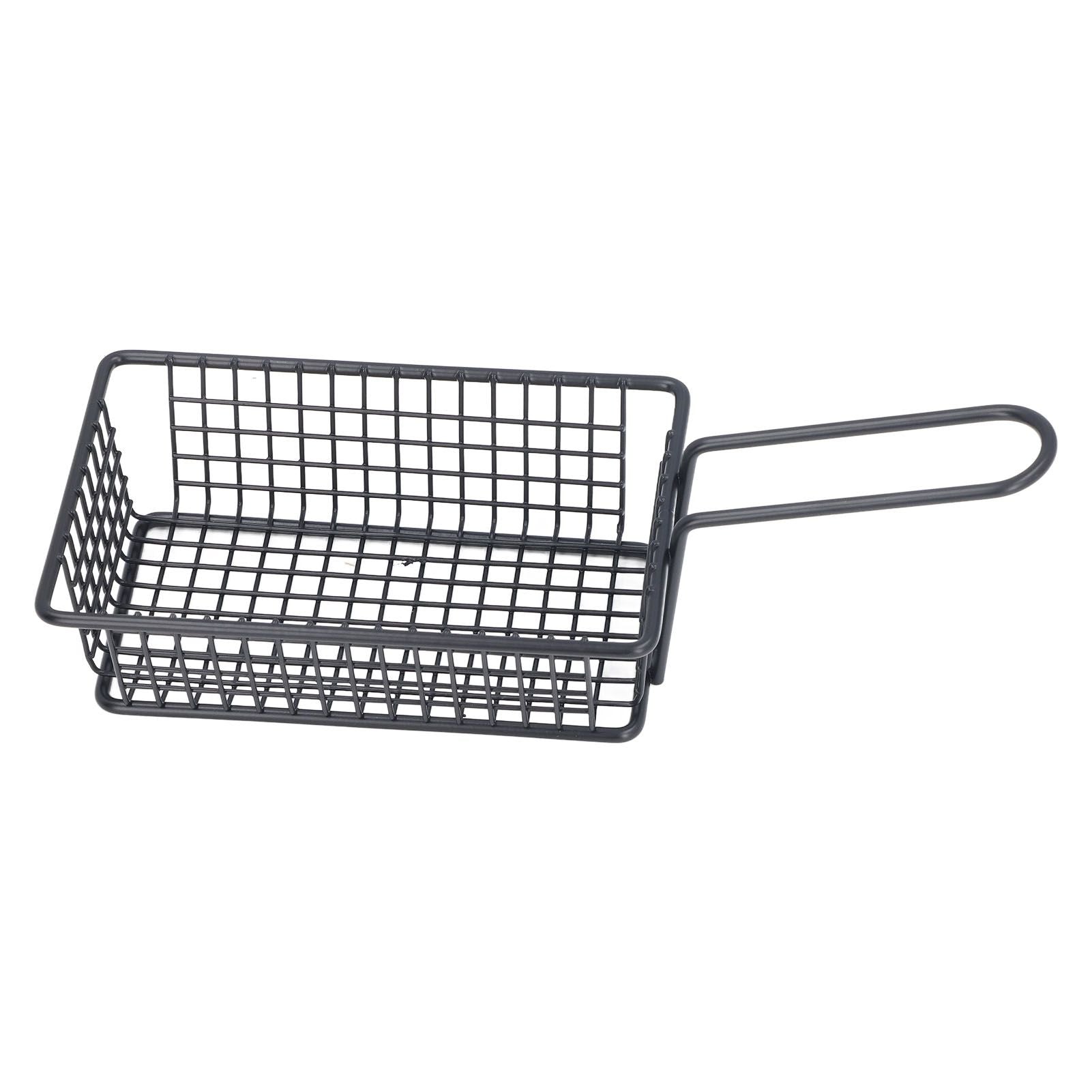 Fryer Basket Food Grade Stainless Steel French Fry Holder Frying Strainer with Handle for Restaurant Home Short Rectangle Wholesale Hub