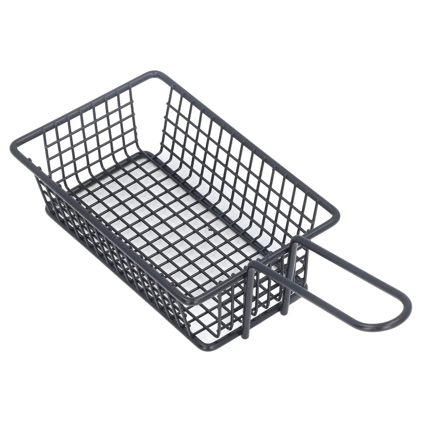 Fryer Basket Food Grade Stainless Steel French Fry Holder Frying Strainer with Handle for Restaurant Home Short Rectangle Wholesale Hub