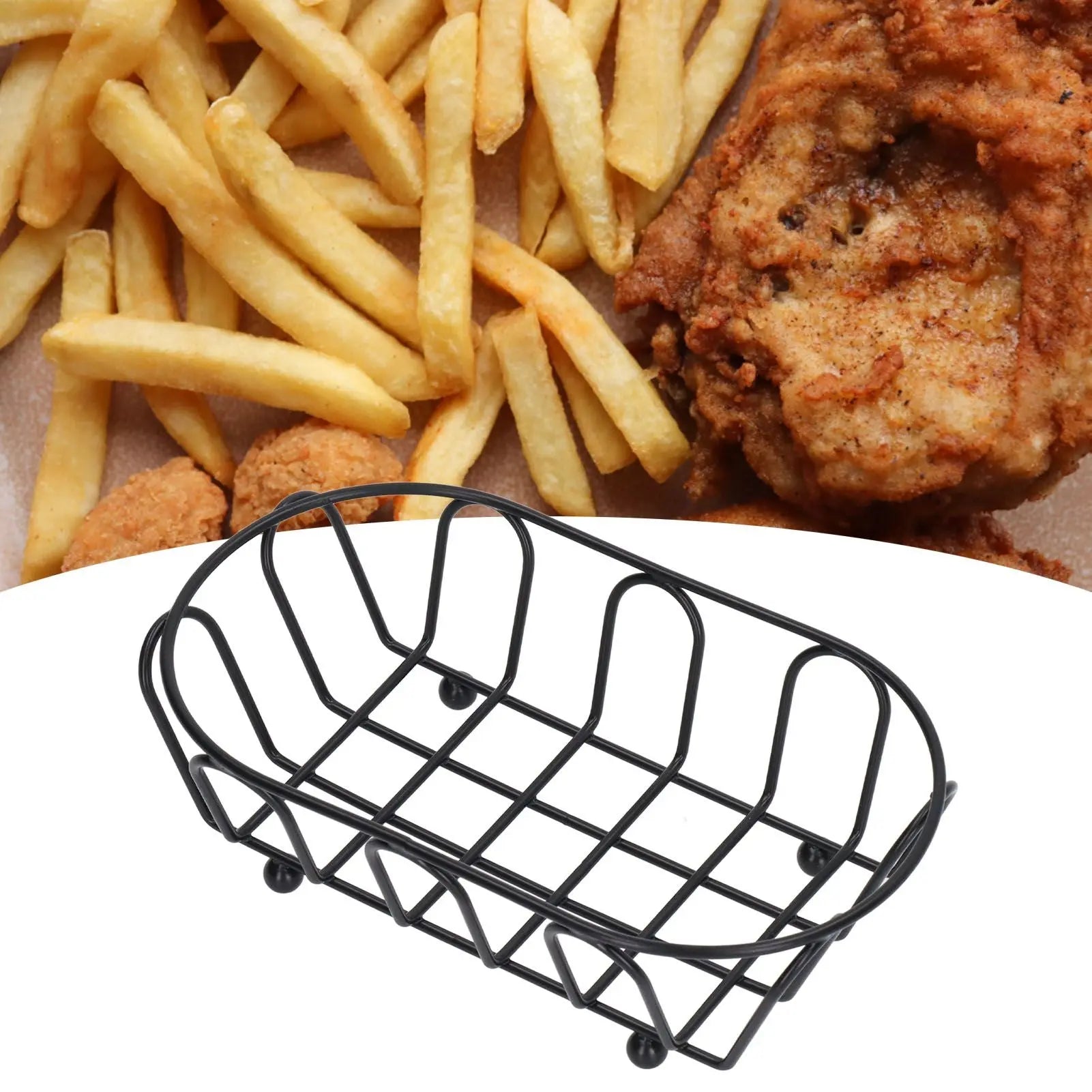 Stainless Steel French Fry Holder Food Grade Safe Fashionable Fries Basket for Snacks Baked Food Wholesale Hub
