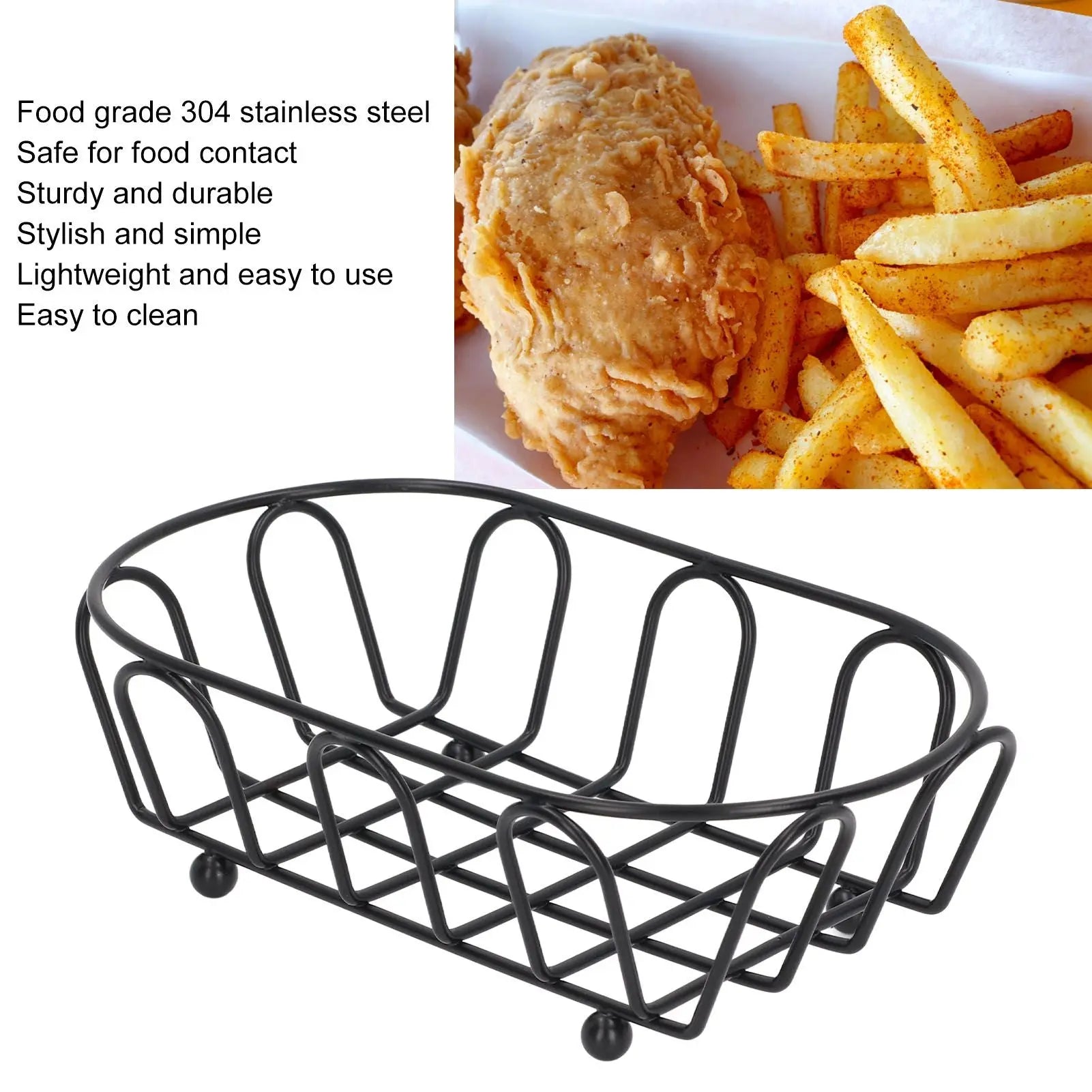 Stainless Steel French Fry Holder Food Grade Safe Fashionable Fries Basket for Snacks Baked Food Wholesale Hub
