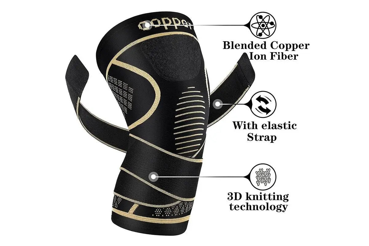 2 Pack Copper Knee Braces with Strap for Knee Pain Women Men Knee Support - M Wholesale Hub