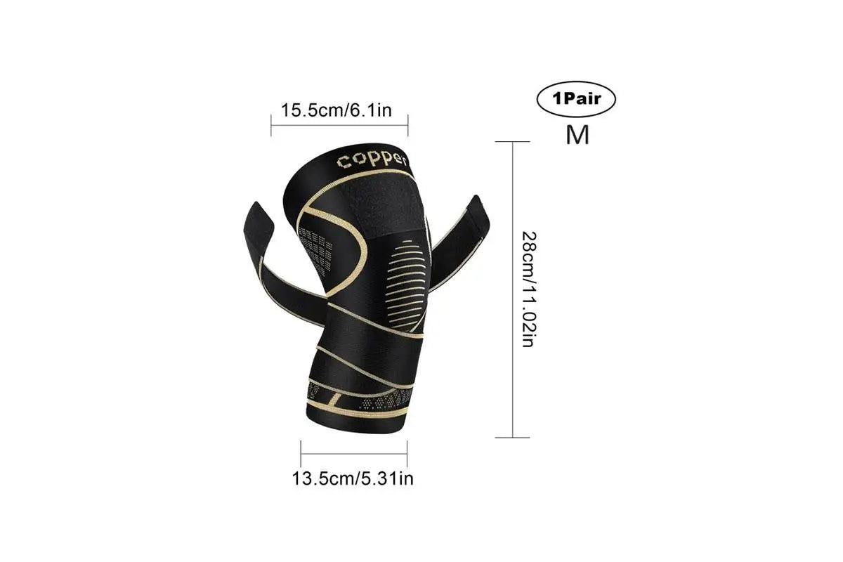 2 Pack Copper Knee Braces with Strap for Knee Pain Women Men Knee Support - M Wholesale Hub