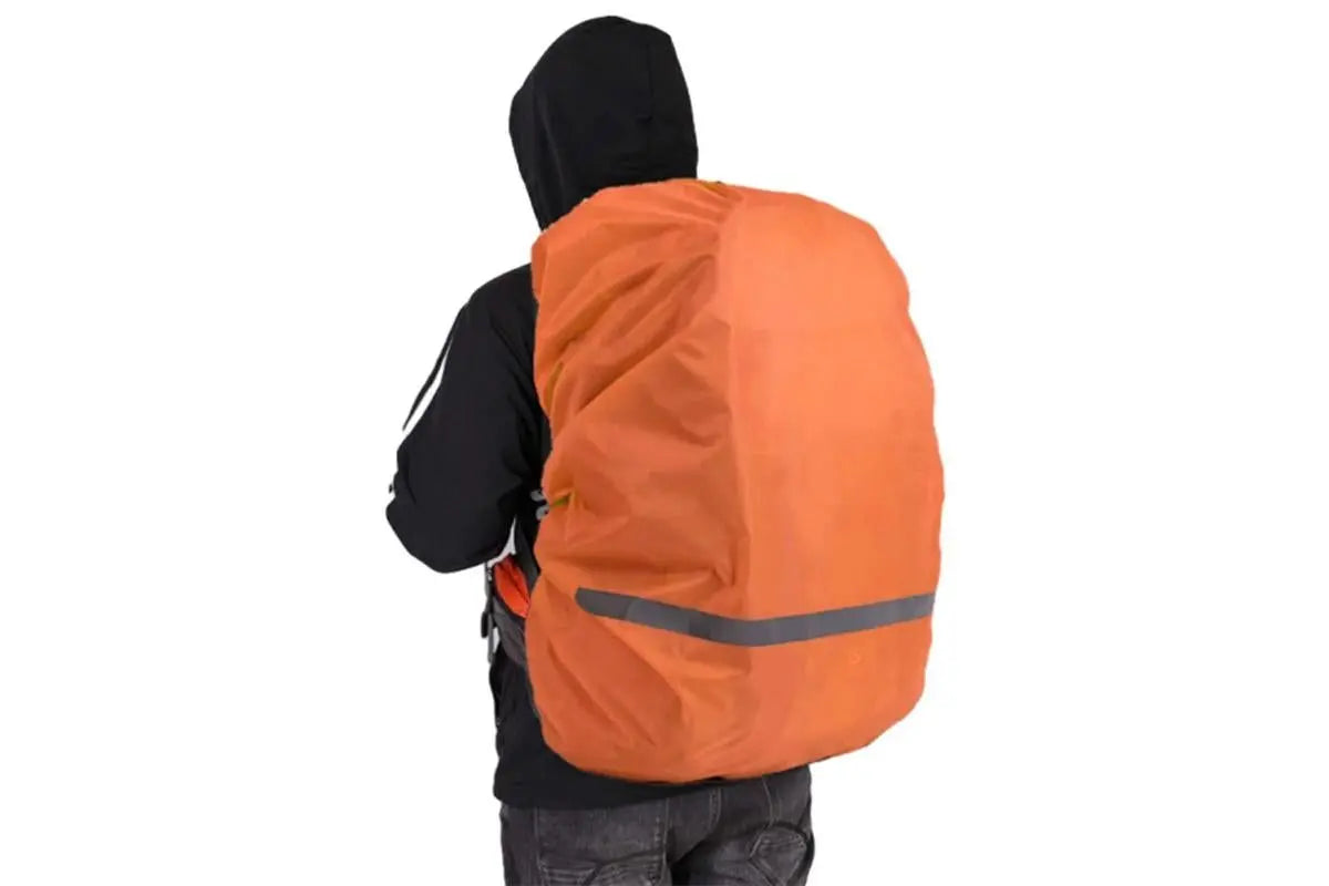 High-Visibility Backpack Rain Cover with Reflective Strip Water-Resistant Outdoor Night Travel Bag Cover -Orange / XL Wholesale Hub