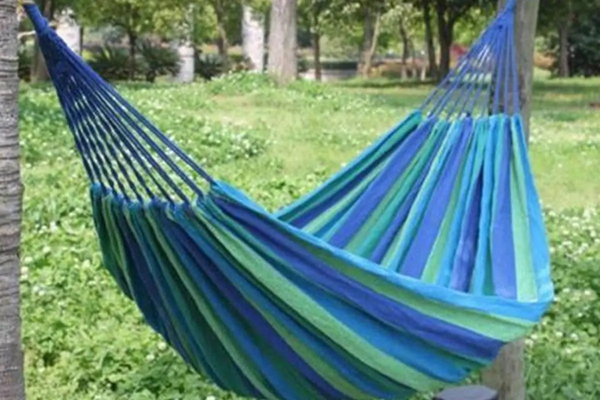 Portable Hanging Outdoor Striped Hammock Swinging Seat Camping Garden Rope Chair Wholesale Hub