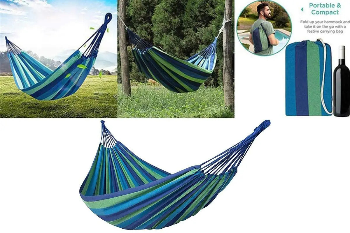 Portable Hanging Outdoor Striped Hammock Swinging Seat Camping Garden Rope Chair Wholesale Hub