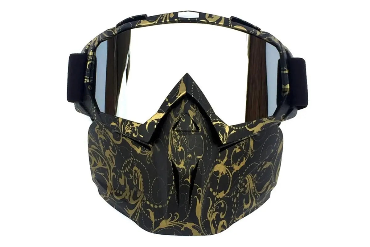 Outdoor Sport Goggles Ski Snowmobile Face Mask with Sun Glasses - Bronze and Black Wholesale Hub