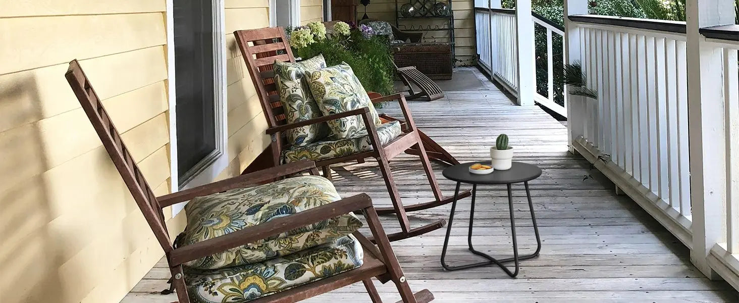Outdoor Metal Side Table – Rust-Resistant Patio Small Round End Table, Accent Coffee Table for Balcony, Garden, Porch, Living Room & Bedroom – Lightweight Portable Plant Stand, Black Wholesale Hub